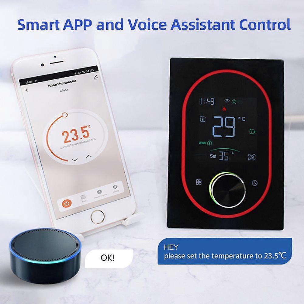 Smart Thermostat for House Water Electric Heating Water Gas Boiler AC thermostat with VA Digital Touch Screen and Adjustable Knob 5+1+1 Weekly Program