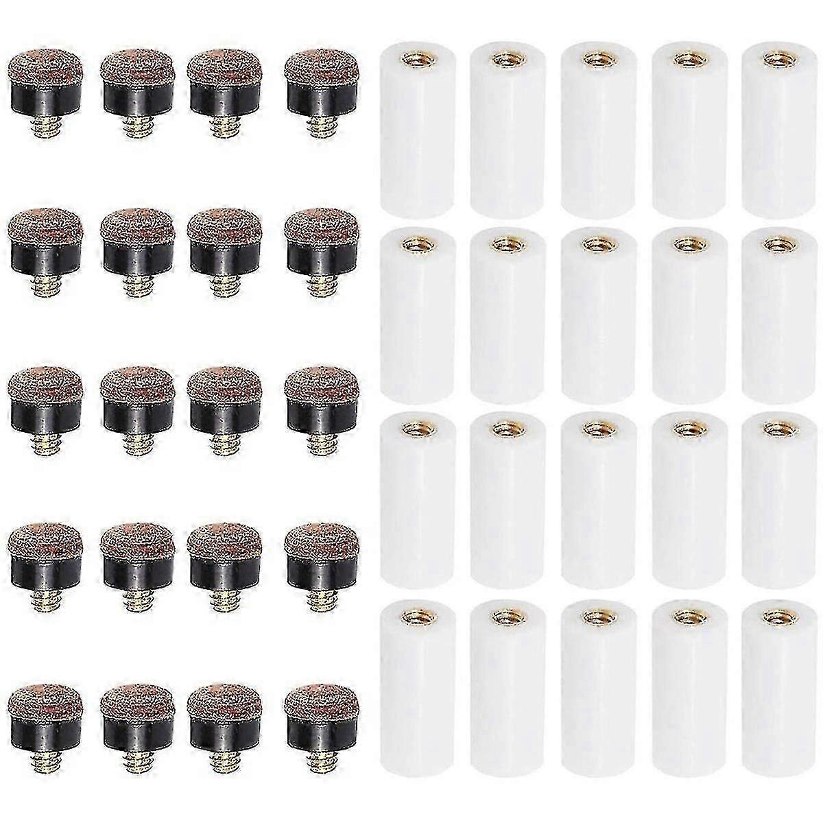 20 Sets 12mm Screw-on Billiard Cue Tips with Pool Cue Stick Ferrules - Replacement Tips for European Market