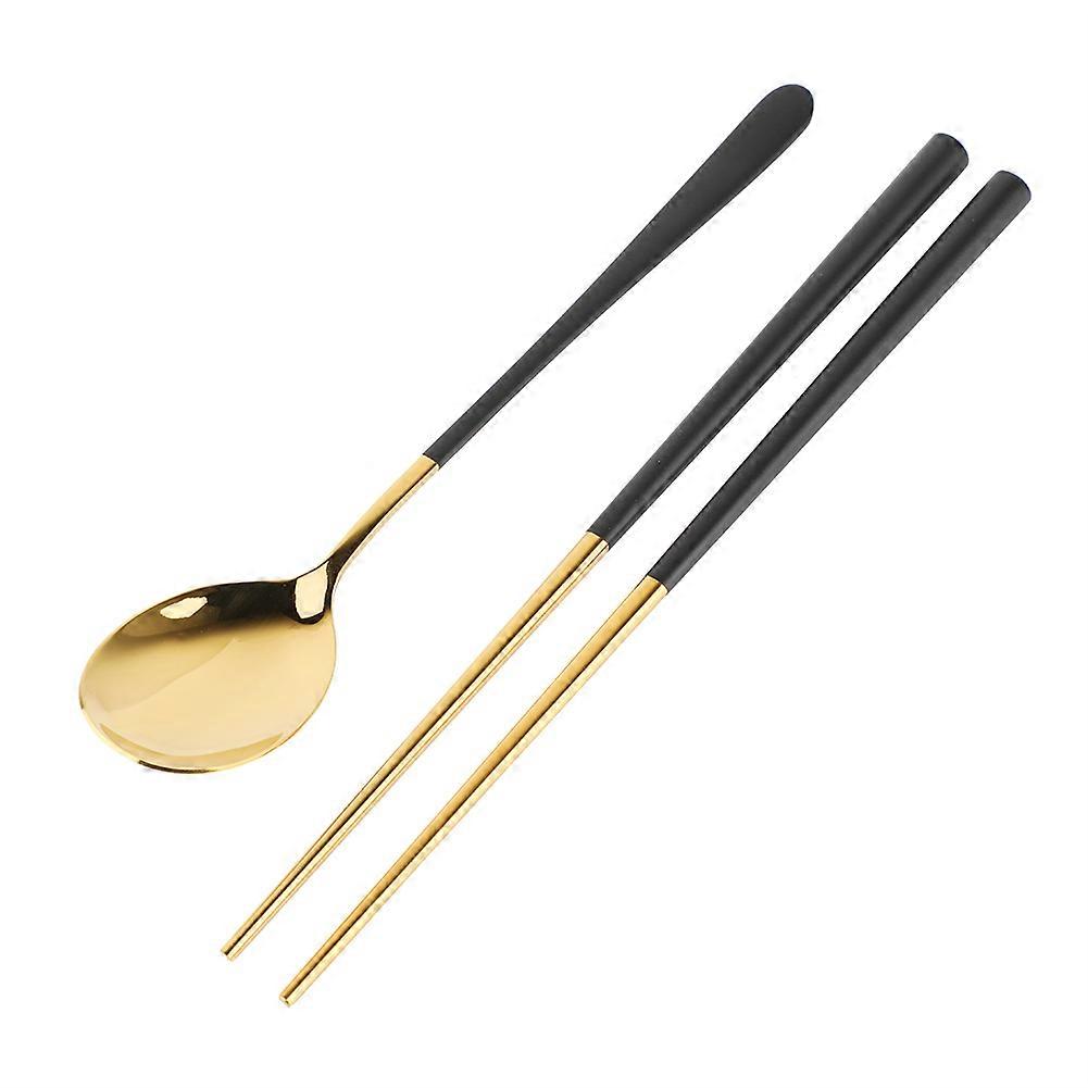 Stainless Steel Chopsticks Spoon Set Dinnerware Tableware Minimalist Style Silver Color