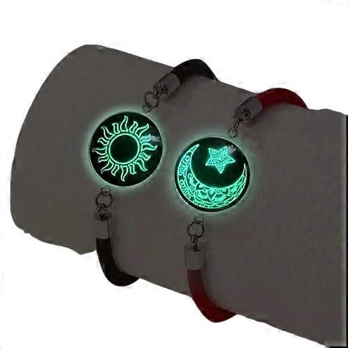 2stk / sæt Romantisk Lysende Solmåne Par Armbånd Til Kvinder Mænd Håndlavet Flettet Reb Elsker Matchende Armbånd Smykker Gave