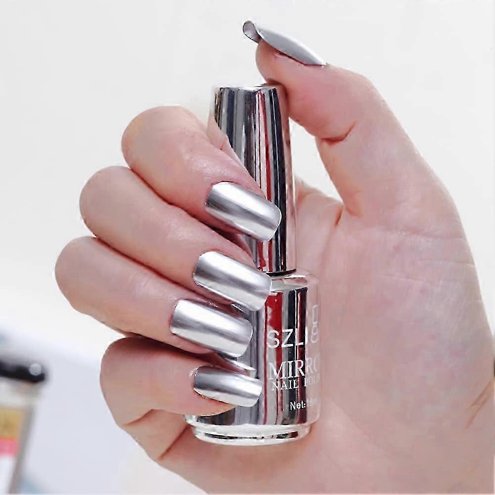 Metal 18ml Varnish,quick Lasting Metallic Art Non-peelable,no Uv,silver, 1 Ml (pack Of 1)