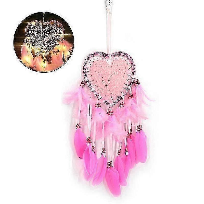 Dreamcatcher ريشة ديكور قلادة مضيئة زخرفة شكل قلب تصميم معلقة حلم الماسك متوافق Bedroom_Special هدية