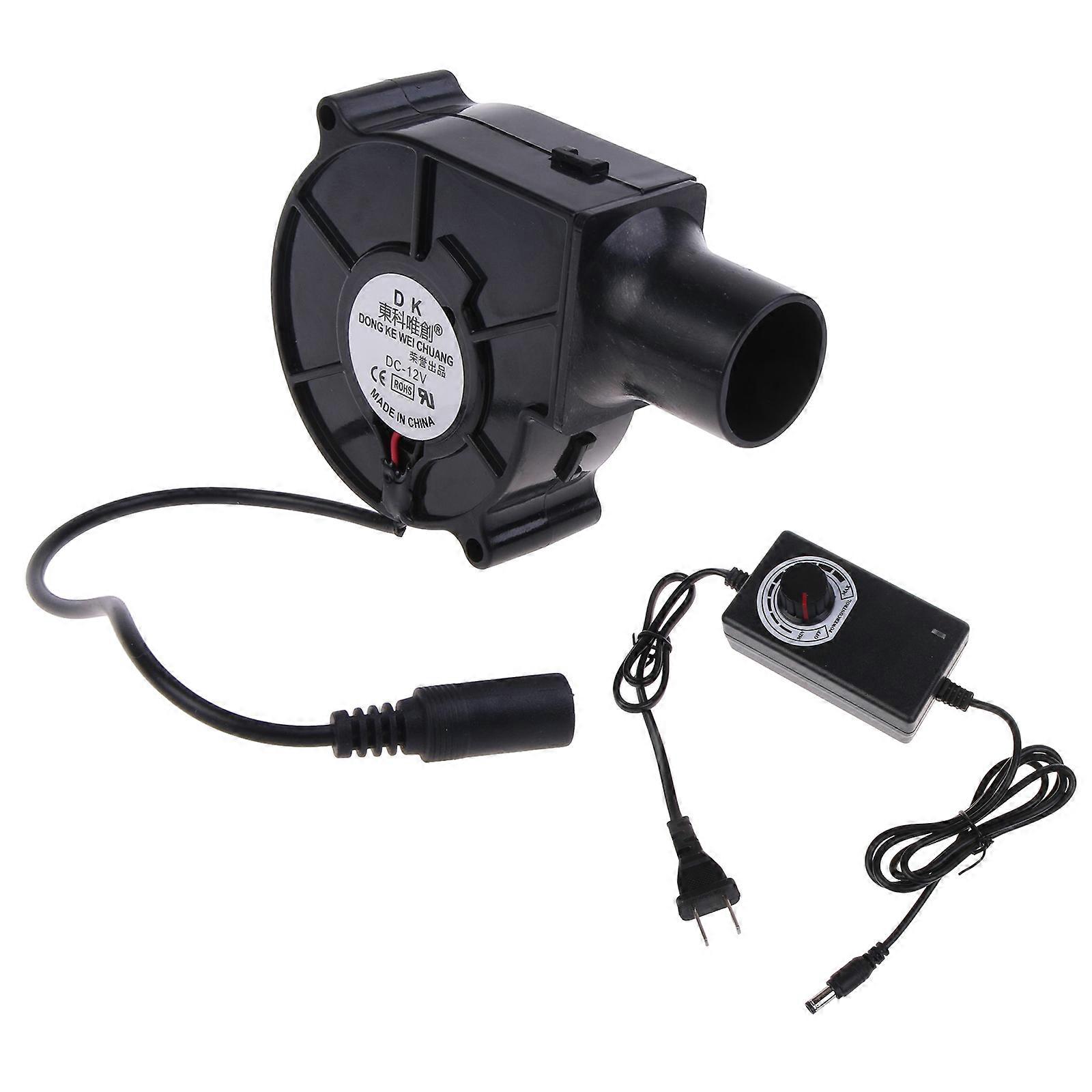 12V BBQ Fan Small Portable Air Blower with Air Collecting Port Power Supply Speed Controller Cooking Blower US/EU Plug