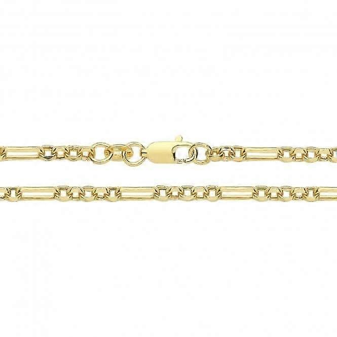 9ct Yellow Gold Hollow Figaro Belcher Chain Necklace CH545