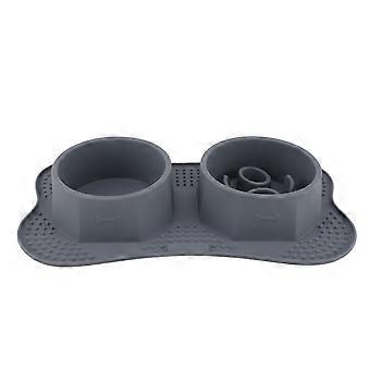 Large Silicone Dual Pet Feeding Bowls Mat Slow Feeder Anti-Slip Durable Food Tray Lick Pad for Dogs and Cats Easy to Clean Non-Toxi