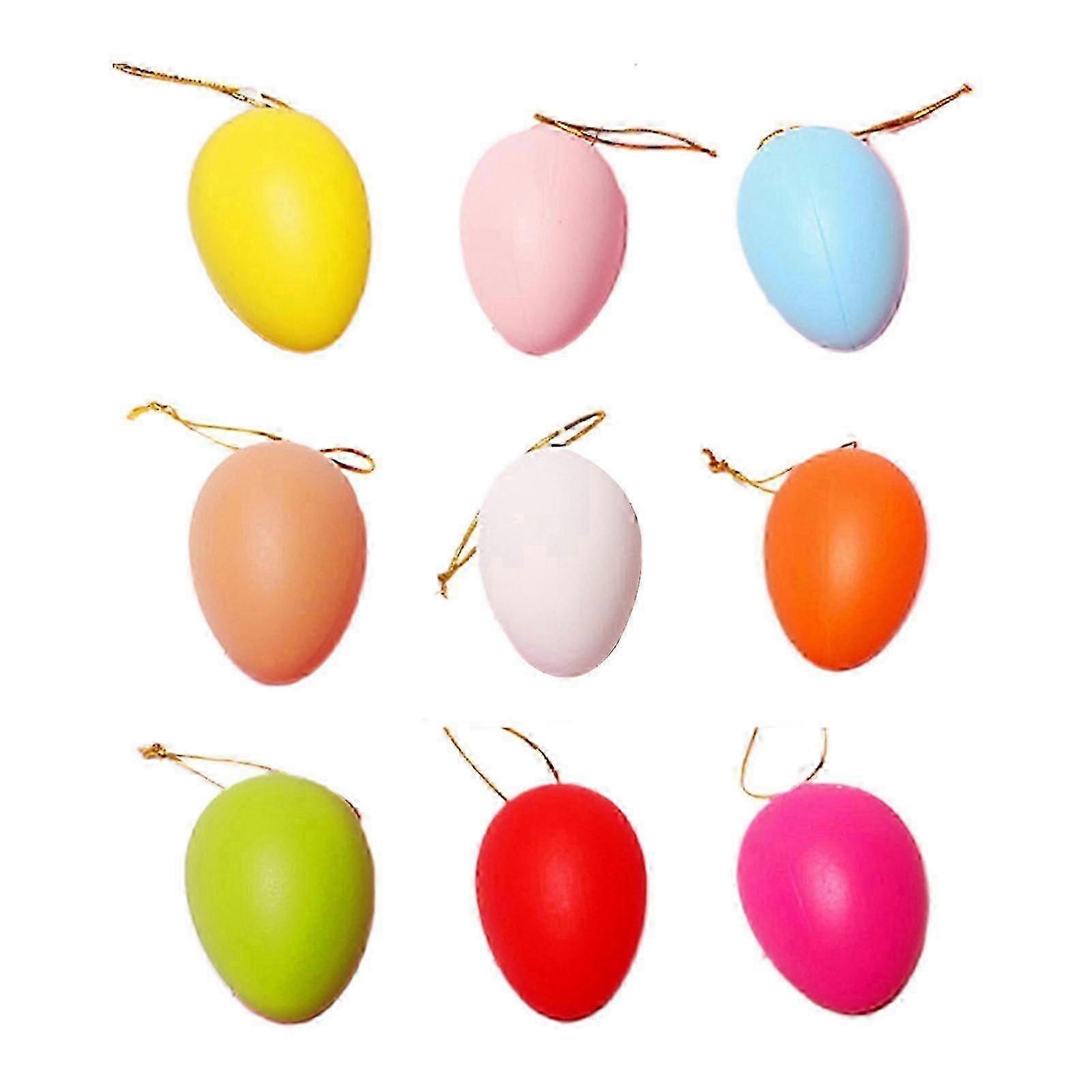 12 Pcs Easter Plastic Eggs DIY Hand Painted Eggs Hanging Pendants Simulation Egg