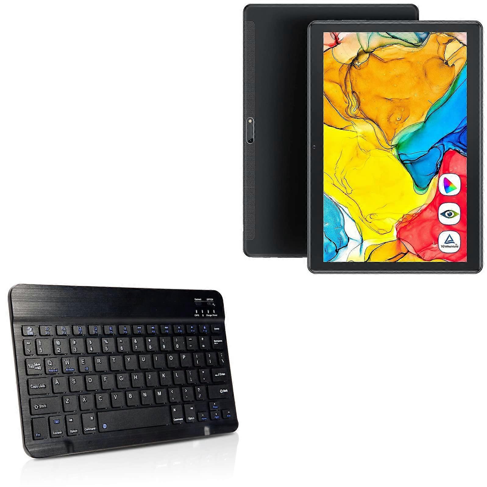 Keyboard Compatible with Dragon Touch Max10 Plus Tablet - Bluetooth Chiclet-Style Keyboard in Jet Black, Portable and Thin