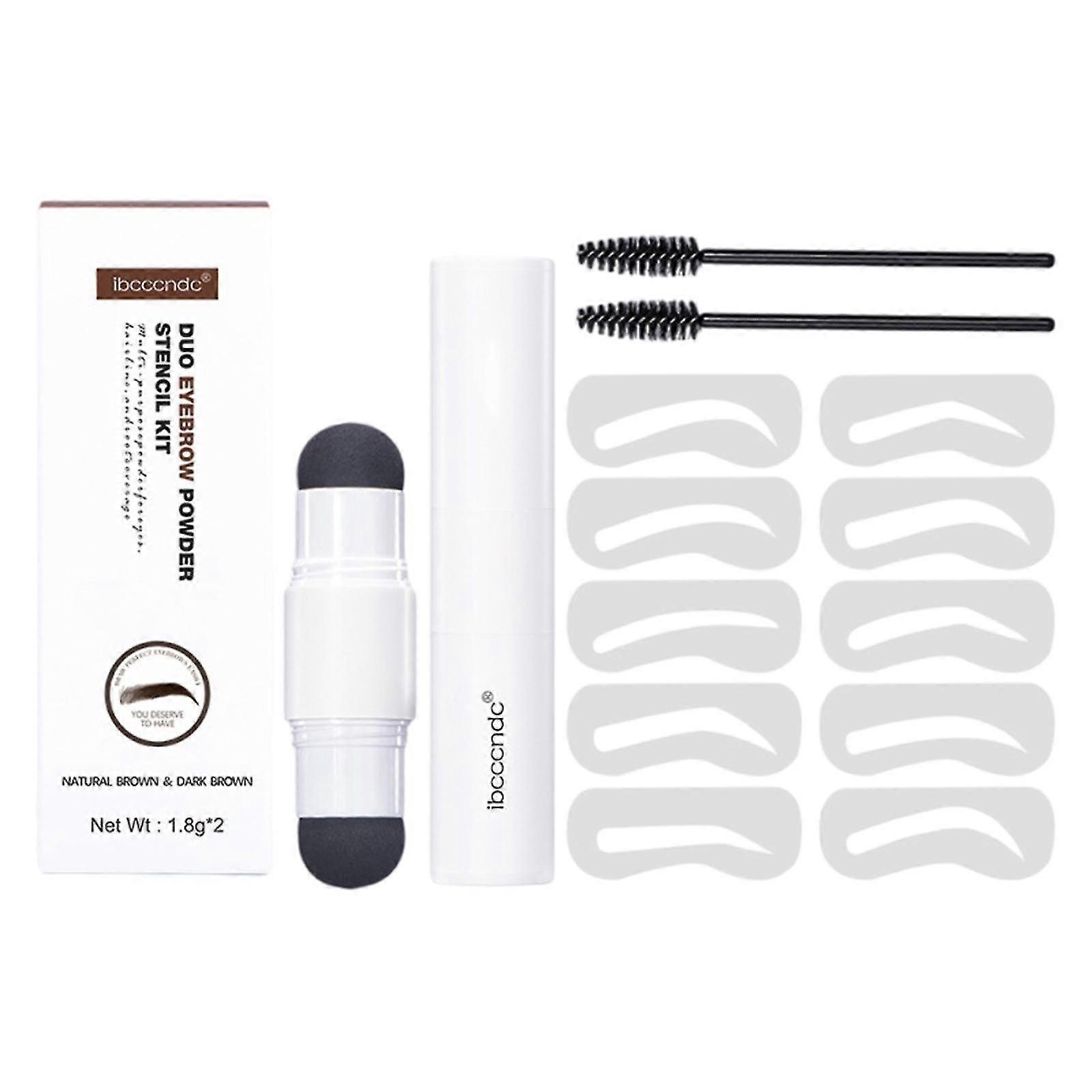 Double Head One Step Eyebrow Stamp Shaping Kit Set Makeup Brow Waterproof