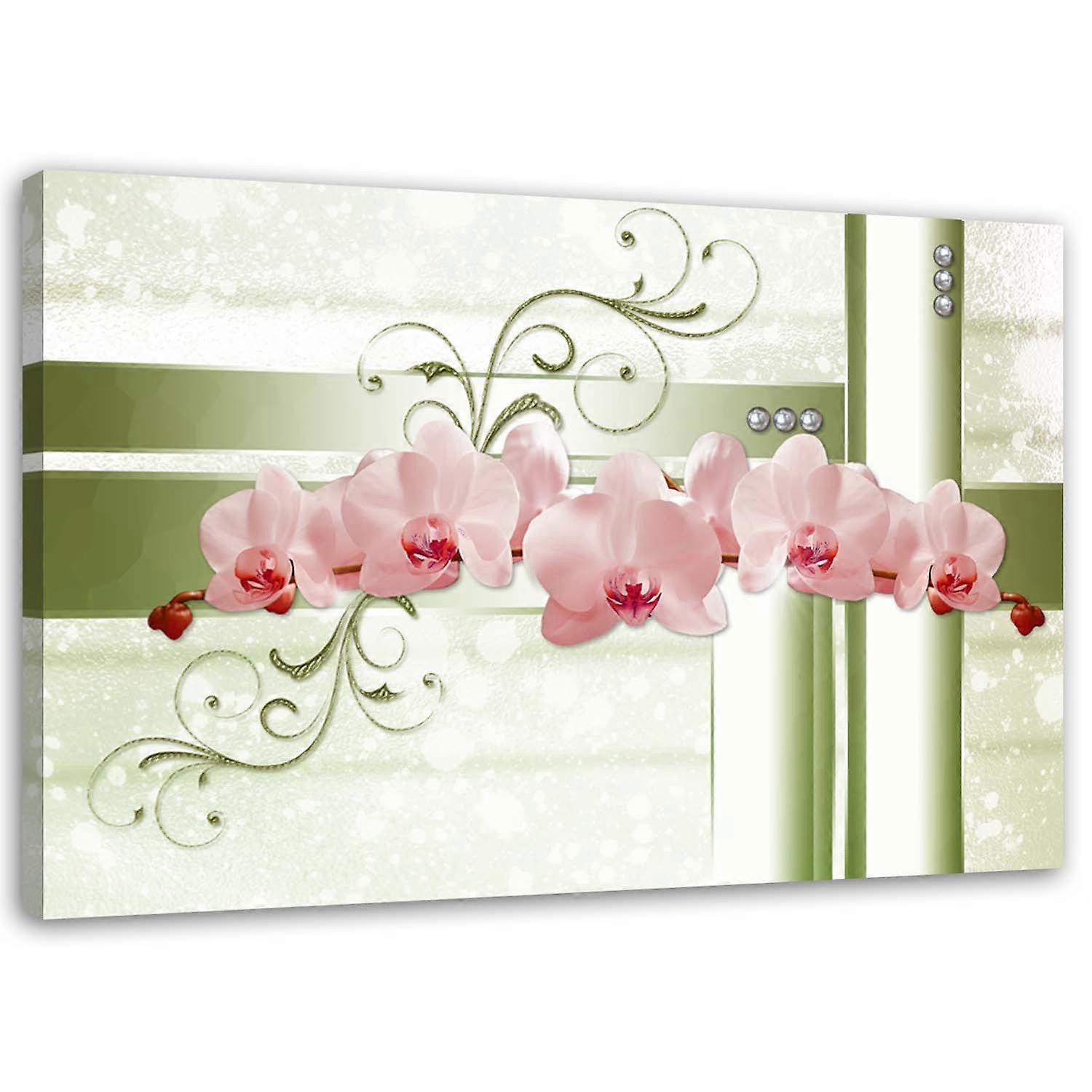 Impression sur toile, Orchidée orchidée fleur abstraite peinte - 90x60