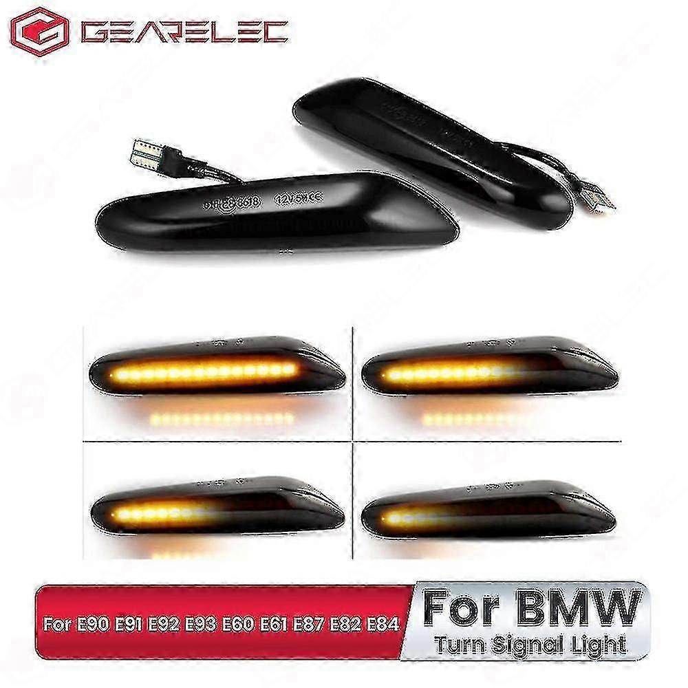 2pcs pour Bmw Smoke Lens Dynamic Flowing Led Turn Signal Side Marker Light Blinker Lamp pour E90 E91 E92 E93 E60 E61 E87 E82 E84