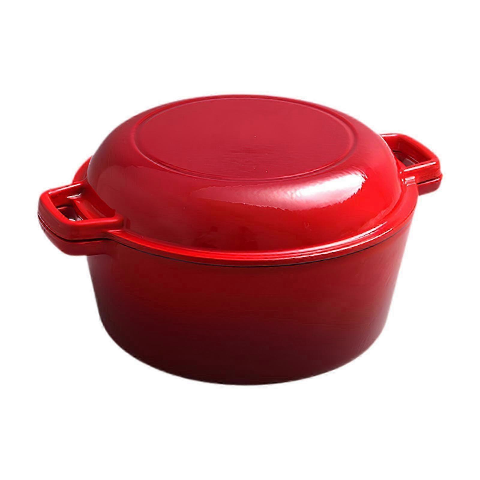 Sturdy Enameled Cast Iron Dutch Oven with Lid, Double Handles, Multipurpose Cookware for Soups, Stews, Baking