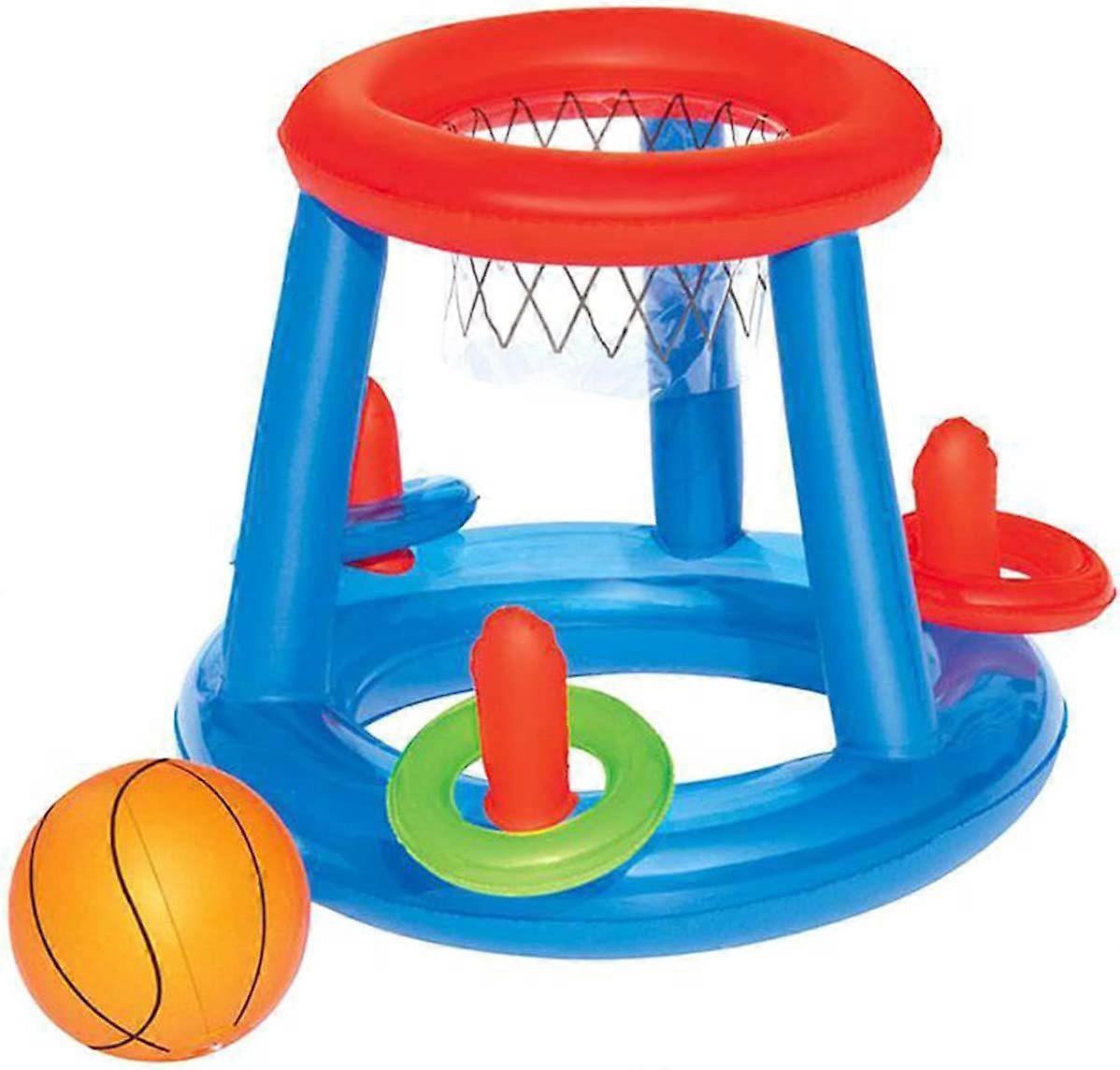 Inflatable Swimming Pool Basketball Hoop Set, Swimming Pool Interactive Throwing Ring Toy, Floating Pool Basketball Hoop with Balls and Rings ST-4
