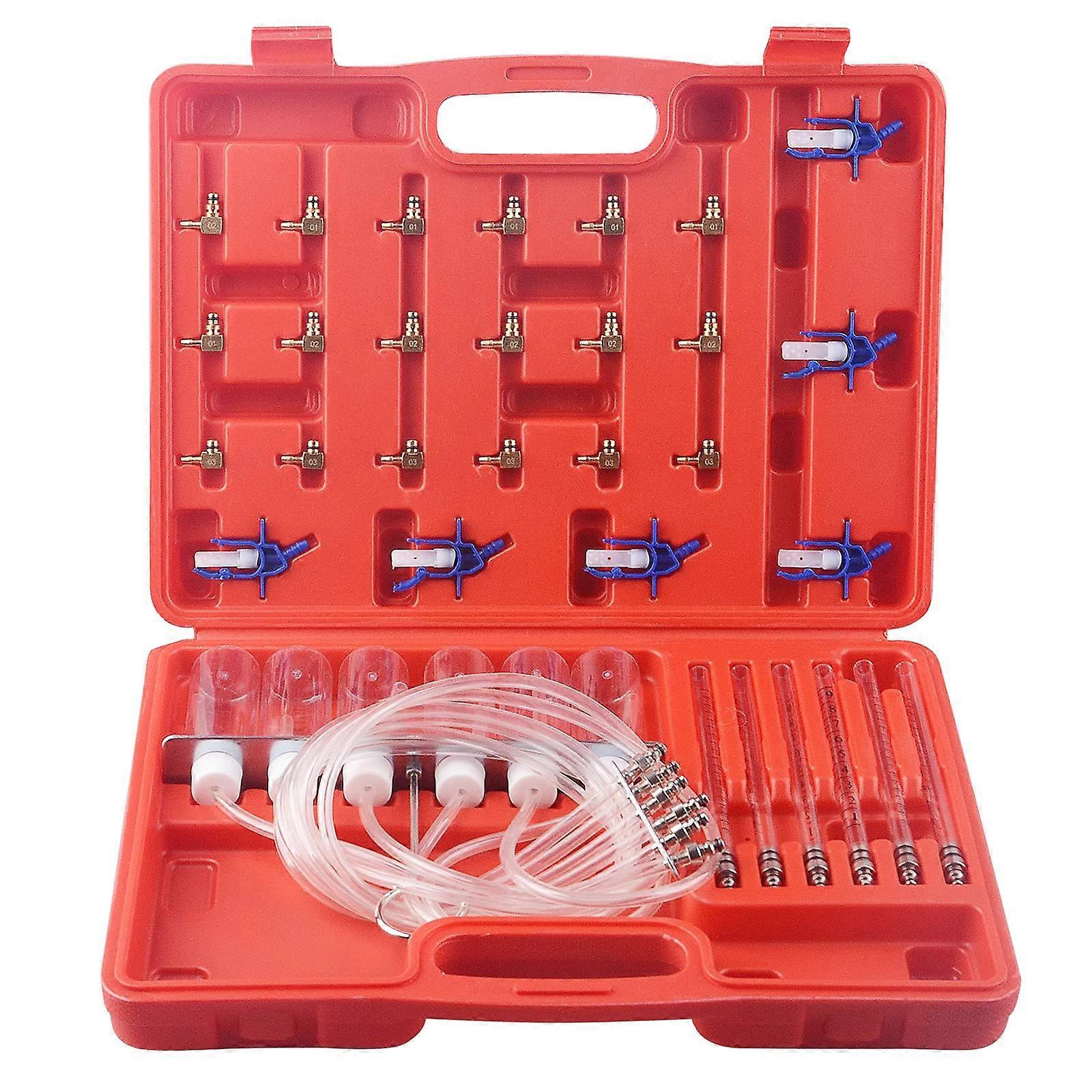 6 Cylinder Diesel Injector Flow Meter Diagnostic Set, Cylinder Rail Common Adaptor Test Tool Leak Off Test Kit