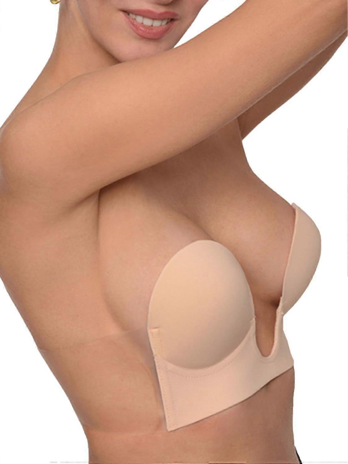 2025 Latest Model  Deep Plunge Adhesive Bra DD, Beige