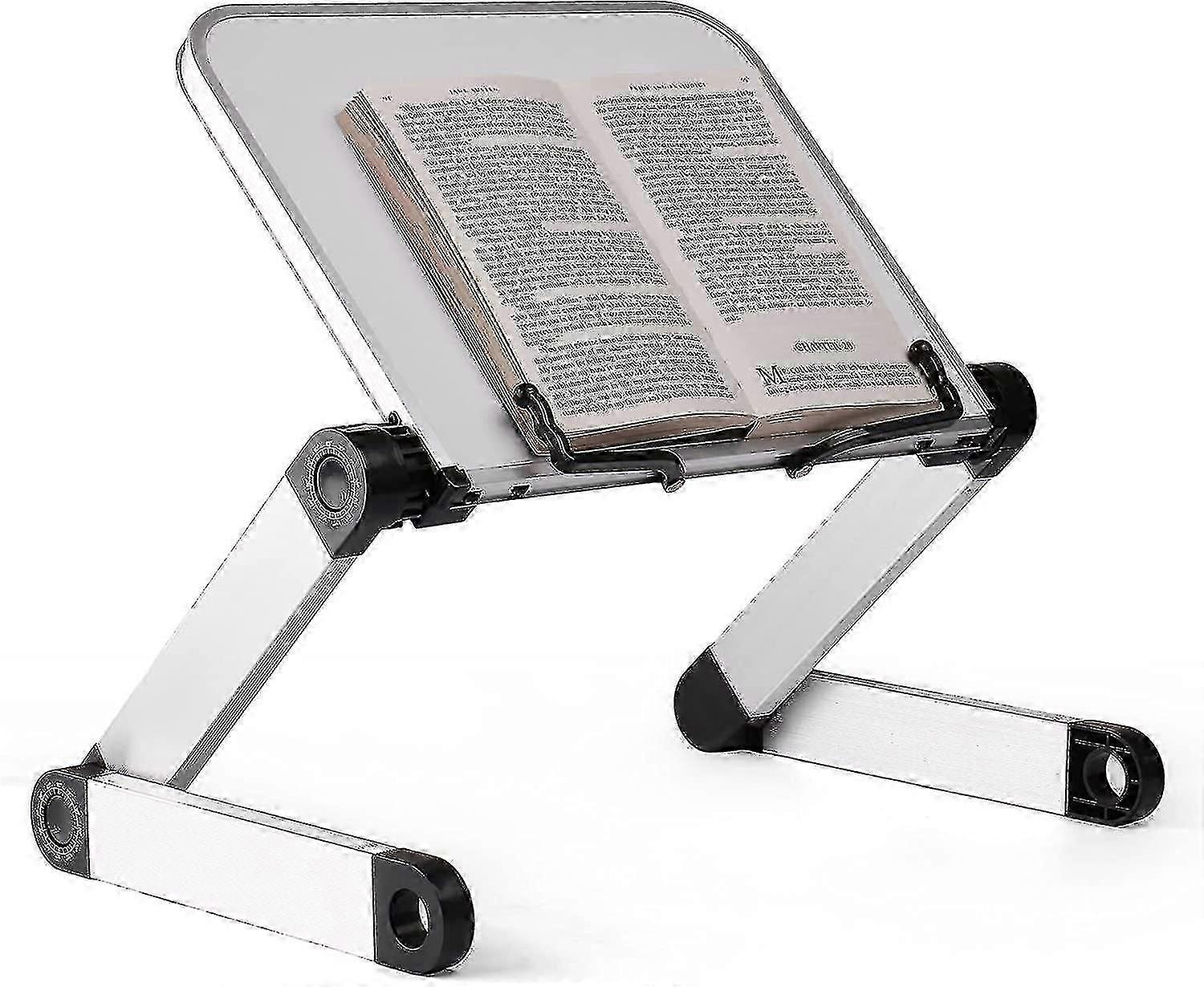 Height And Angle Adjustable Book Stand Ergonomic Stand For Heavy Learning Books And Tablets, Foldable (white)