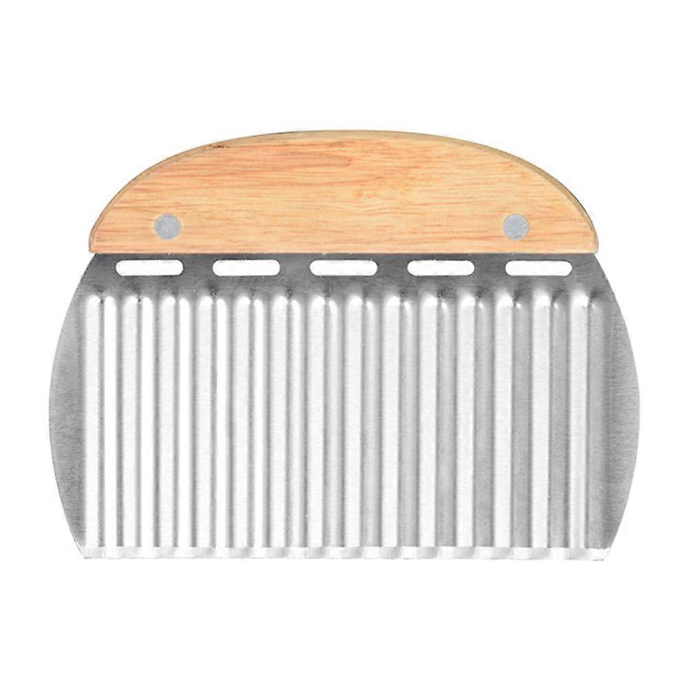 Stainless Steel Crinkle Cutter Wooden Handle Wave Slicer for Potatoes Vegetables Chips Easy Grip Durable Design Efficient Slicing Tool 1 Piec