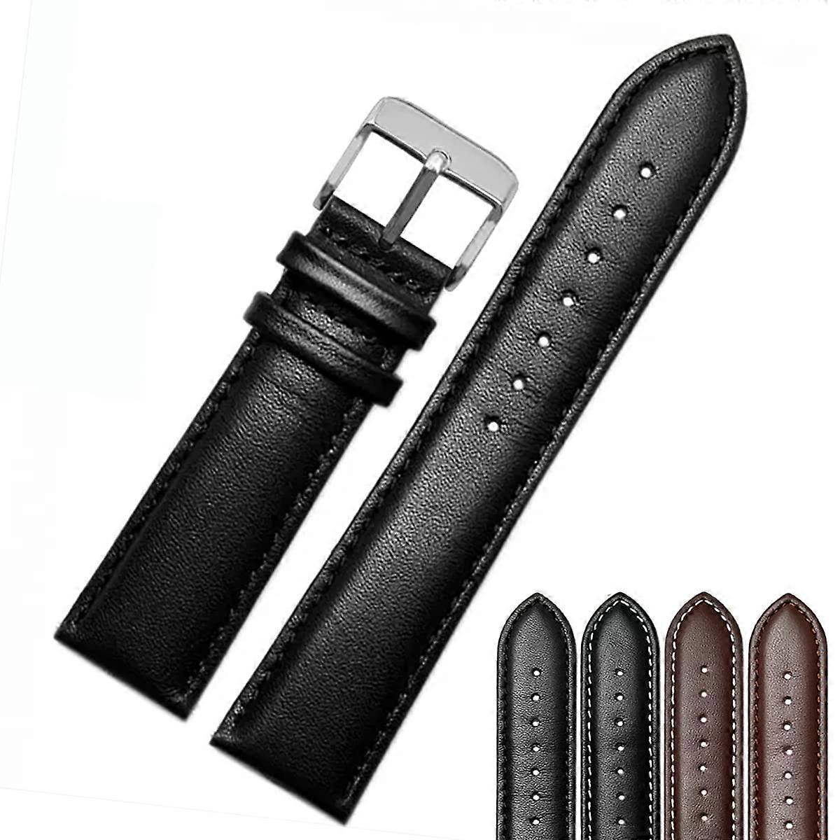 Jaxon Top Grain Calf Leather Strap Silver Buckle Premium Watchband Replacement 20mm