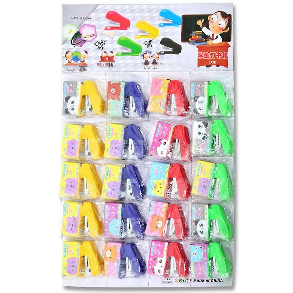 Set of 20Pcs Small Colorful Staplers with for Staples 10 Sheets Capacity Colors As Random Pocket Stapler with Staple Rem