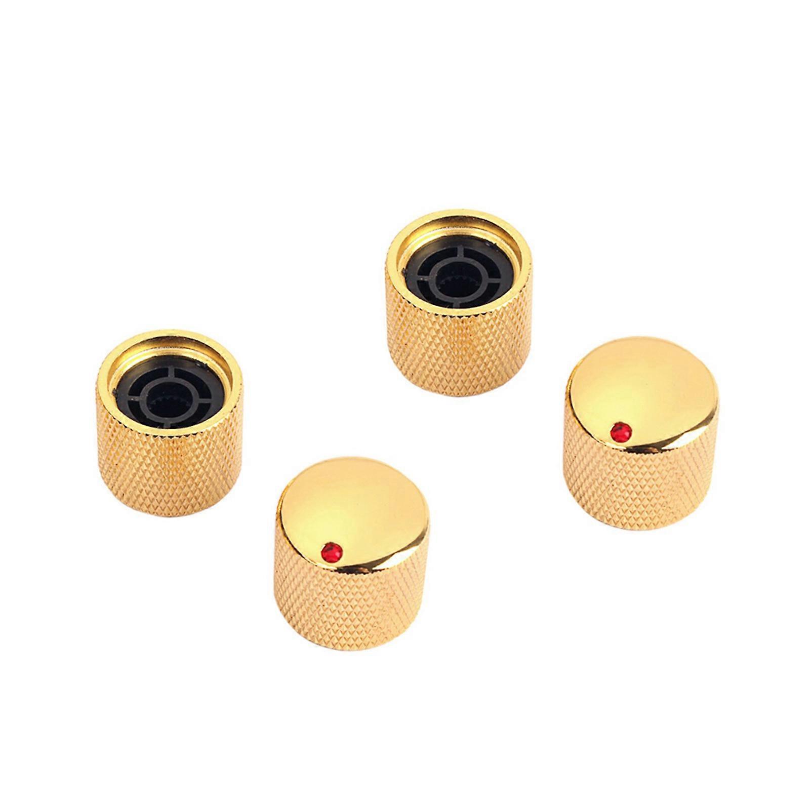 4Pcs Metal Dome Top Knob Electric Bass Guitar Volumes Tone Control Knobs Potentiometer Knobs Guitar Bass Part Enduring  Gold