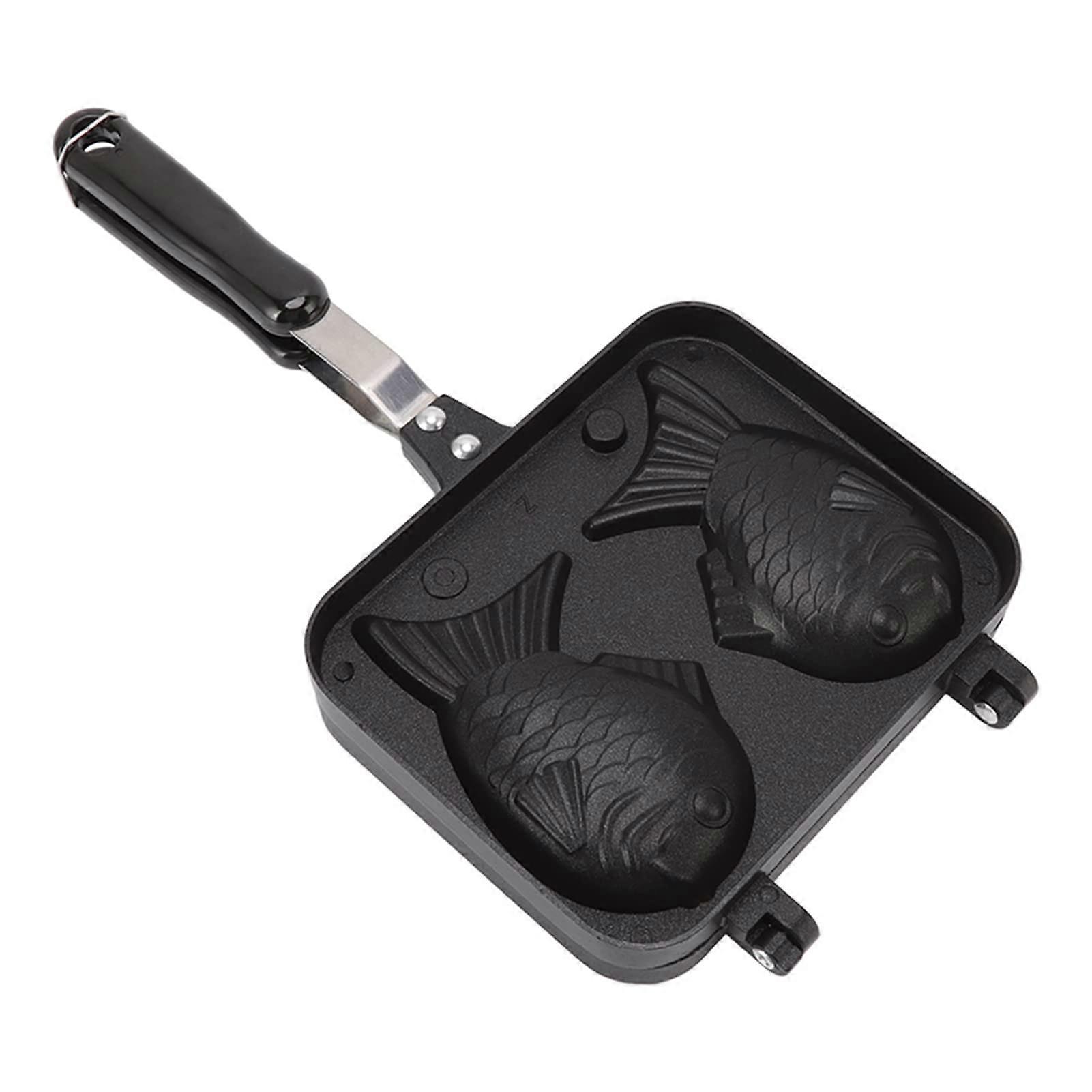 Taiyaki Pan Maker NonStick Double Sided Fish Shaped Cake Pan for Cooking with Open Flame Ideal for Making Waffles and