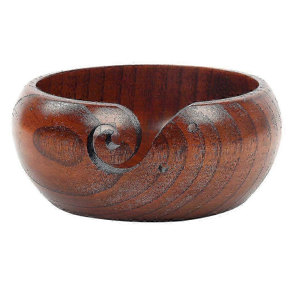 Handmade Rosewood Yarn Bowl for Knitting & Crochet - Vintage Craft