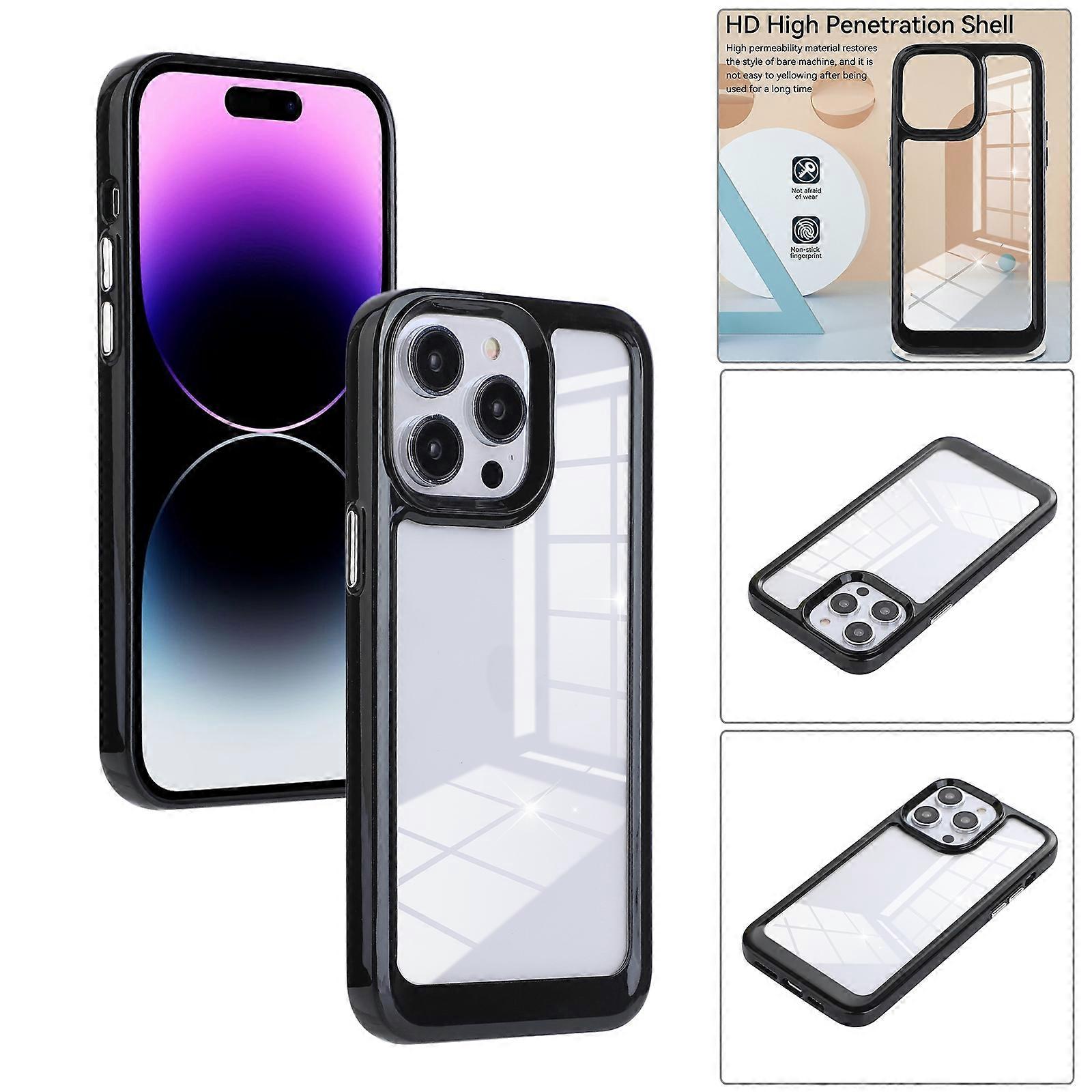 For iPhone 14 Pro Solid Solor TPU Space Acrylic Phone Case