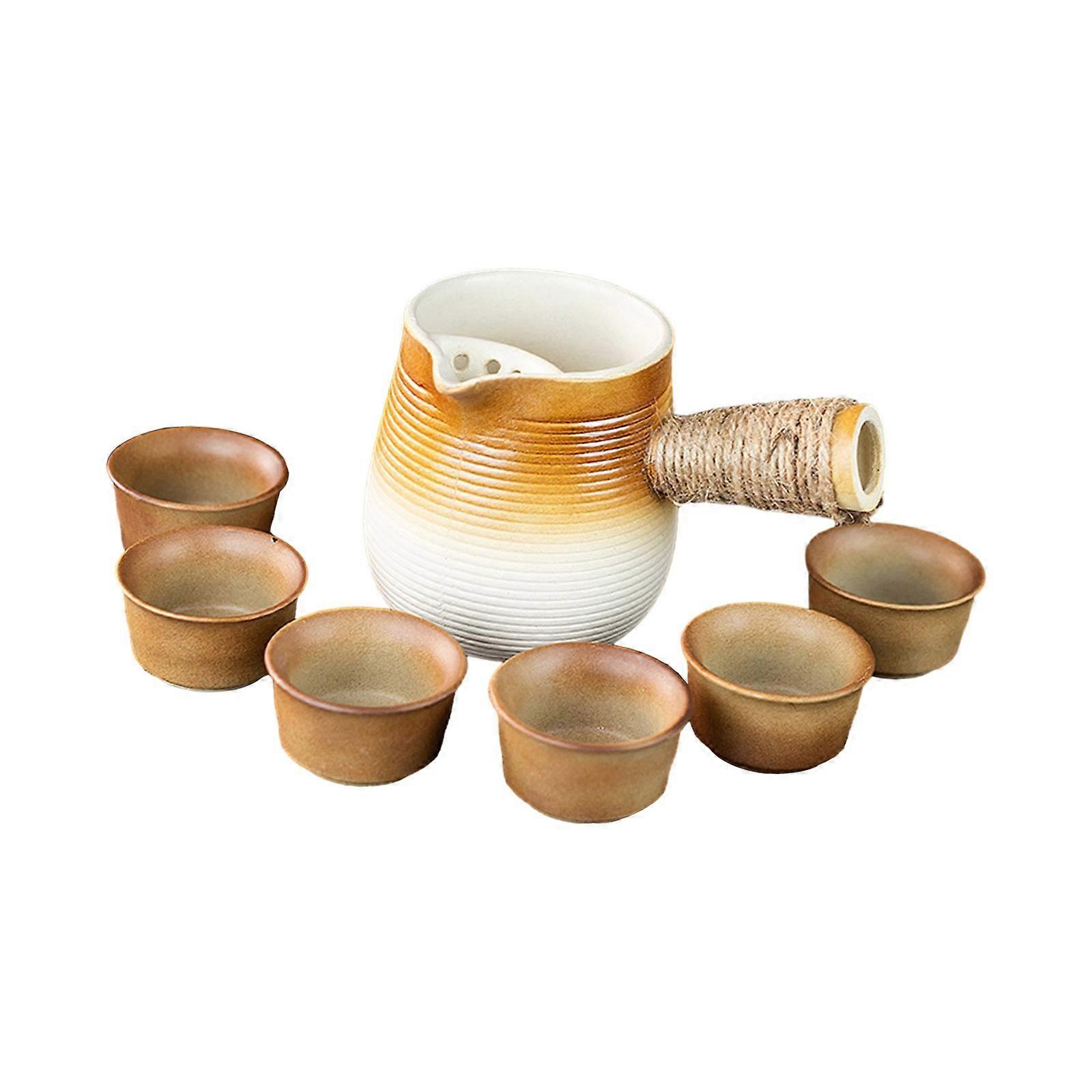 Ceramic Teapot with 6 Cups with Tea Strainer Durable Japanese Tea Infuser Clay