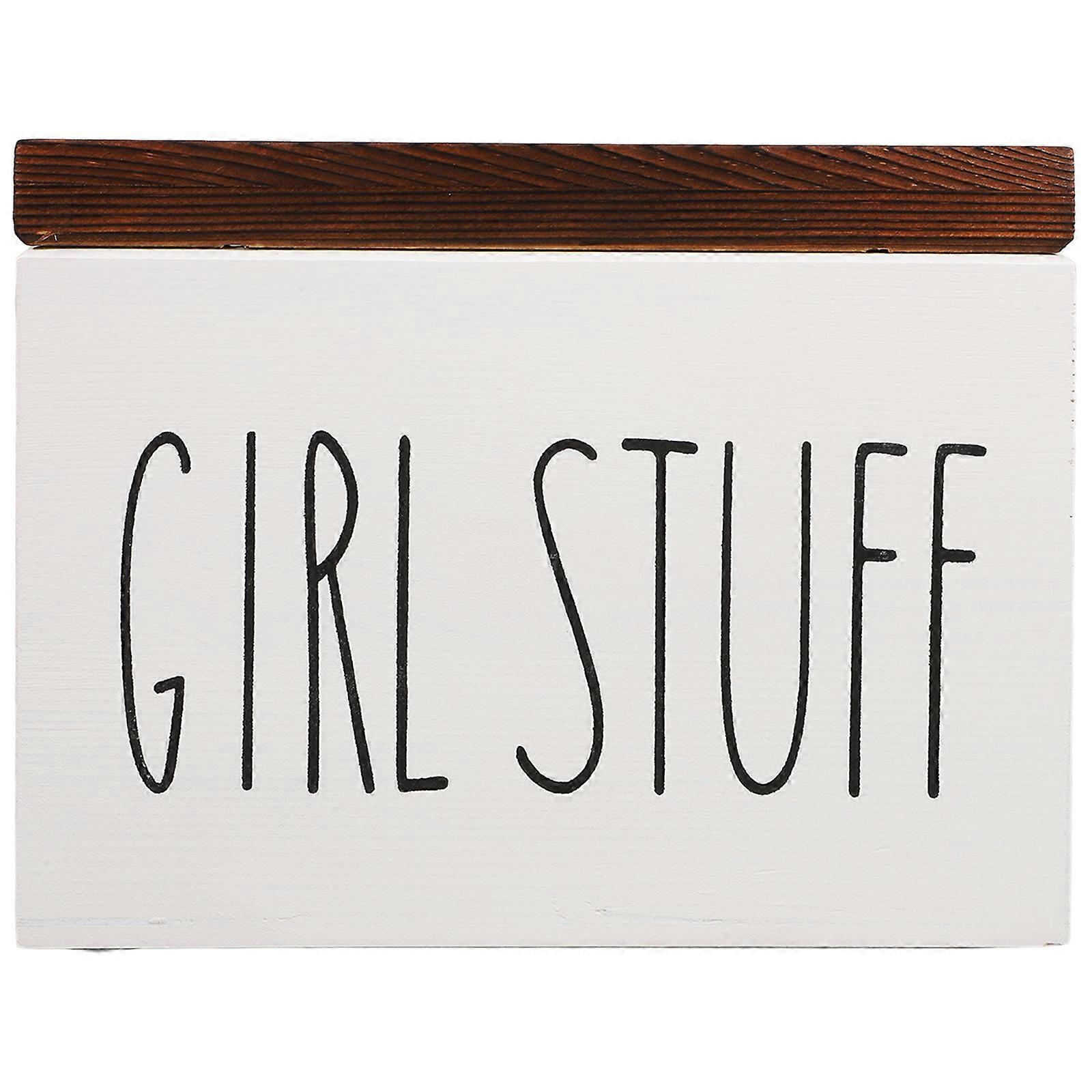 Efficient feminine product storage box with lid, wooden material, complements any decor