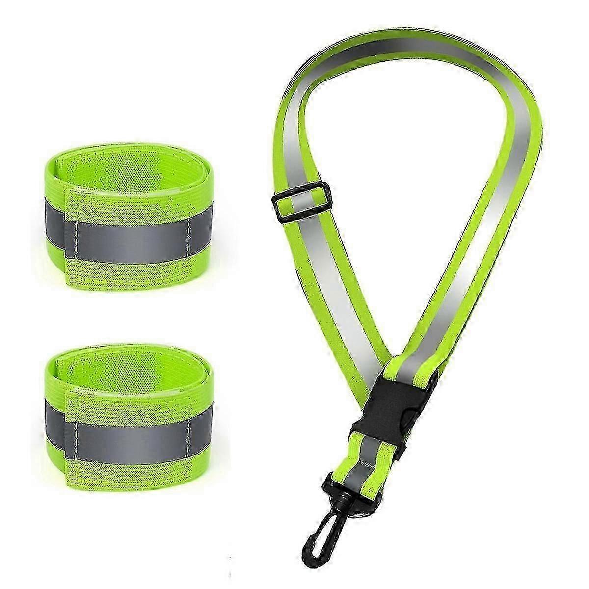 High-Visibility Reflective Sash for Night Running/Walking with 2 Adjustable Armbands