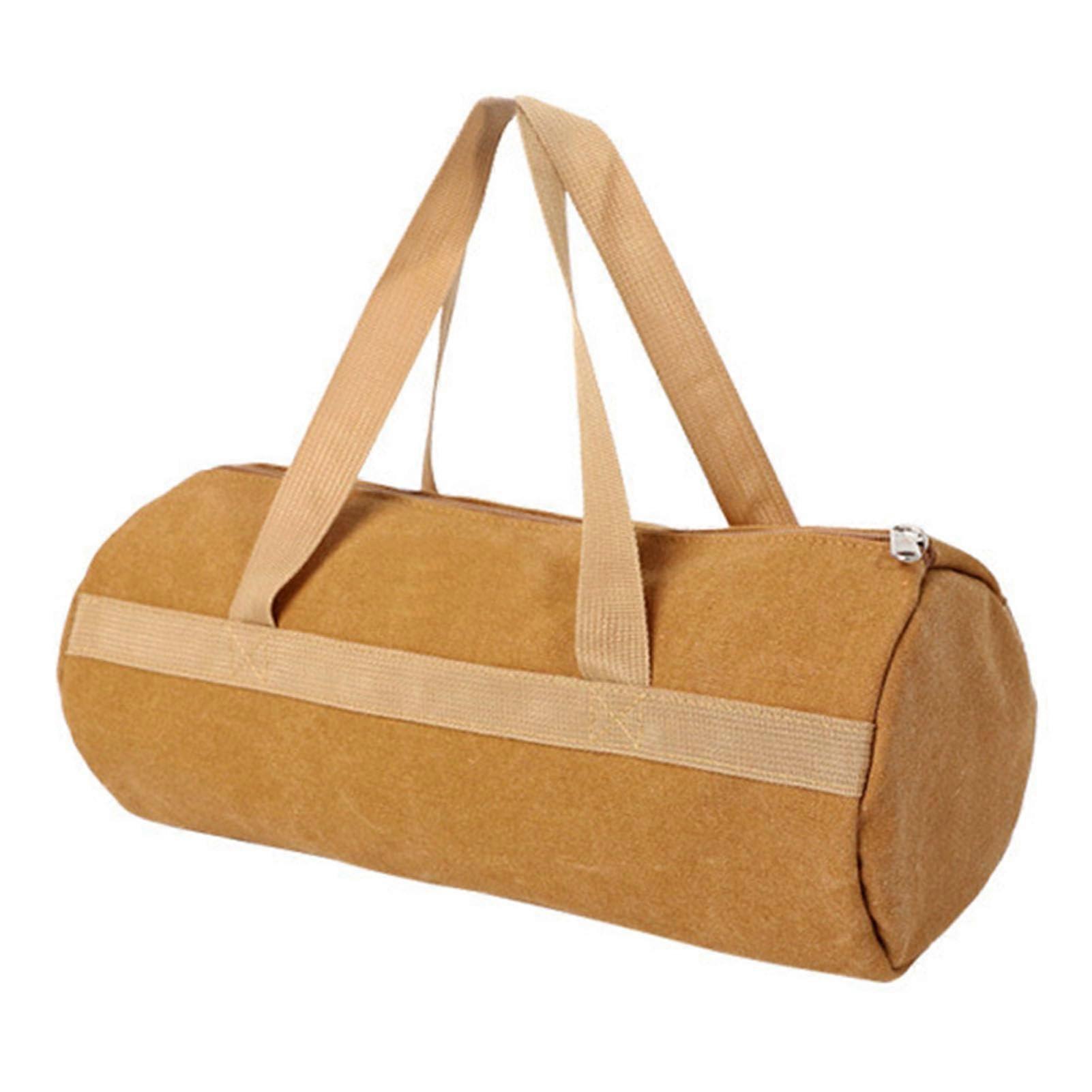 Tent Pegs Storage Bag - Waterproof Canvas Organizer for Tent Nails and Poles, Large Capacity Dustproof Bag in Tan