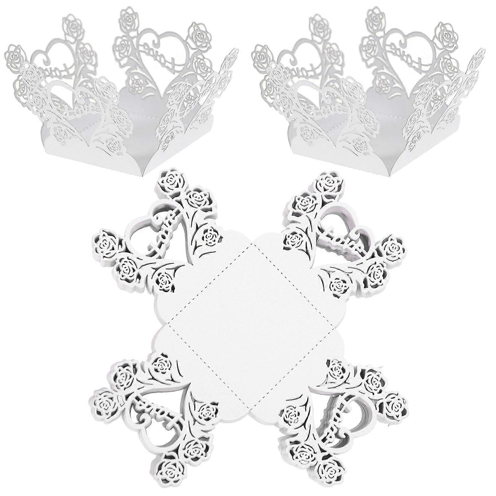 50pcs Hollow Out Chocolate Cups & Candy Wrappers, Elegant Flower Design, Premium Food Safe Paper for Wedding, Party & Event Decorations