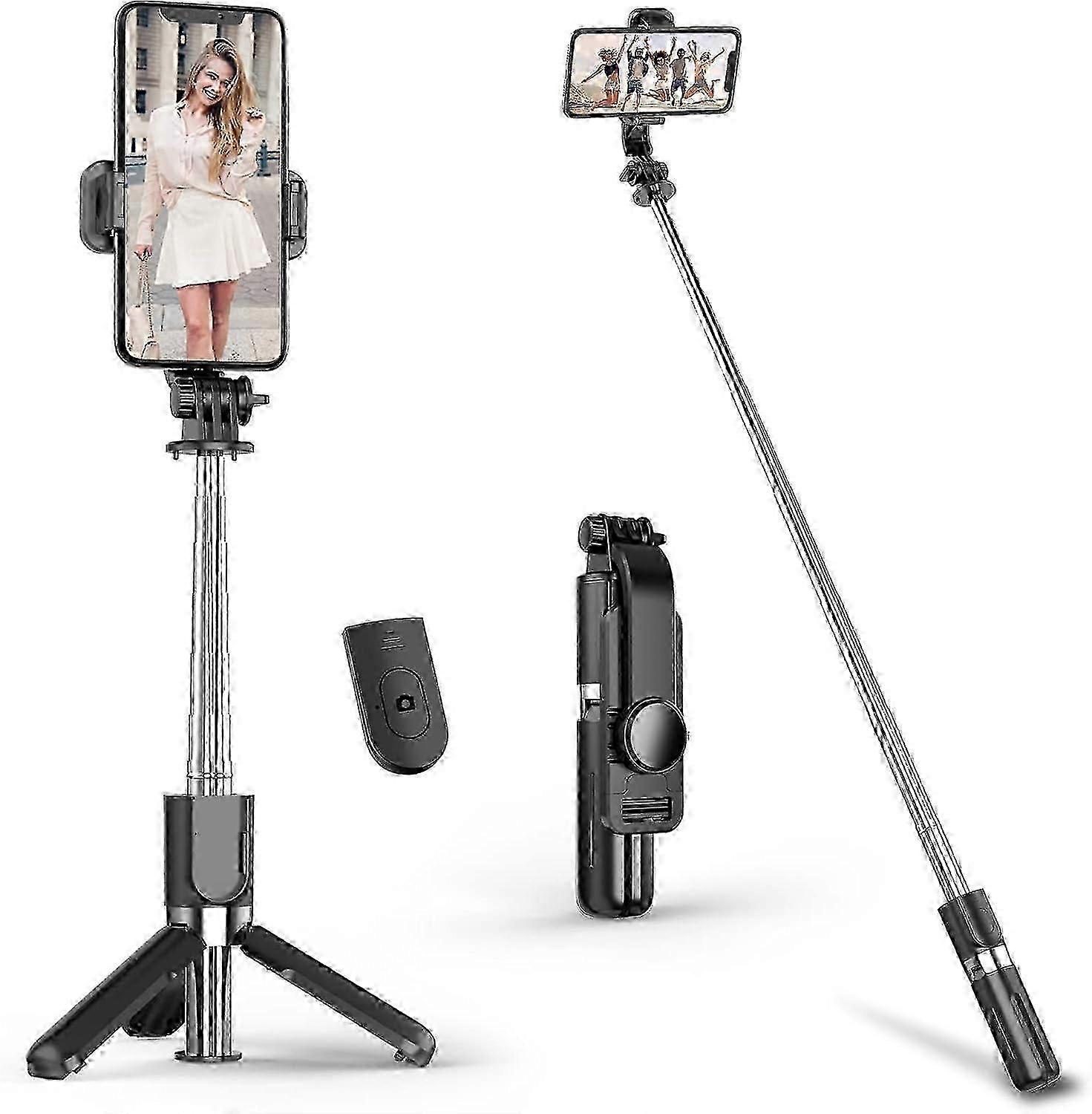 Mini Selfie Stick, 4 in 1 Extendable Portable Bluetooth Selfie Stick Tripod & Phone Tripod Stand with Detachable Wireless Remote Suitable fo