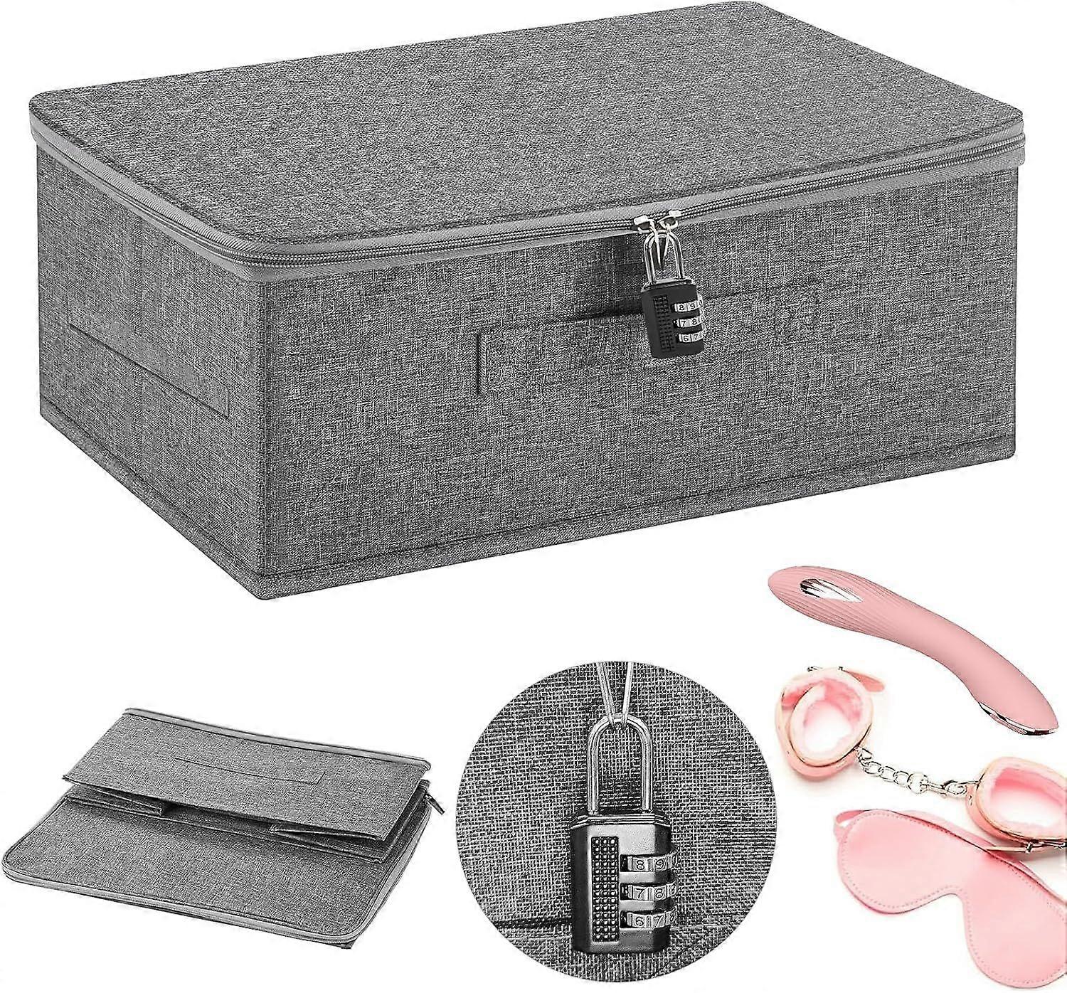 Locking Storage Box 15 x 11 x 7 Inch Foldable Lidded Cotton Organizer Case PP