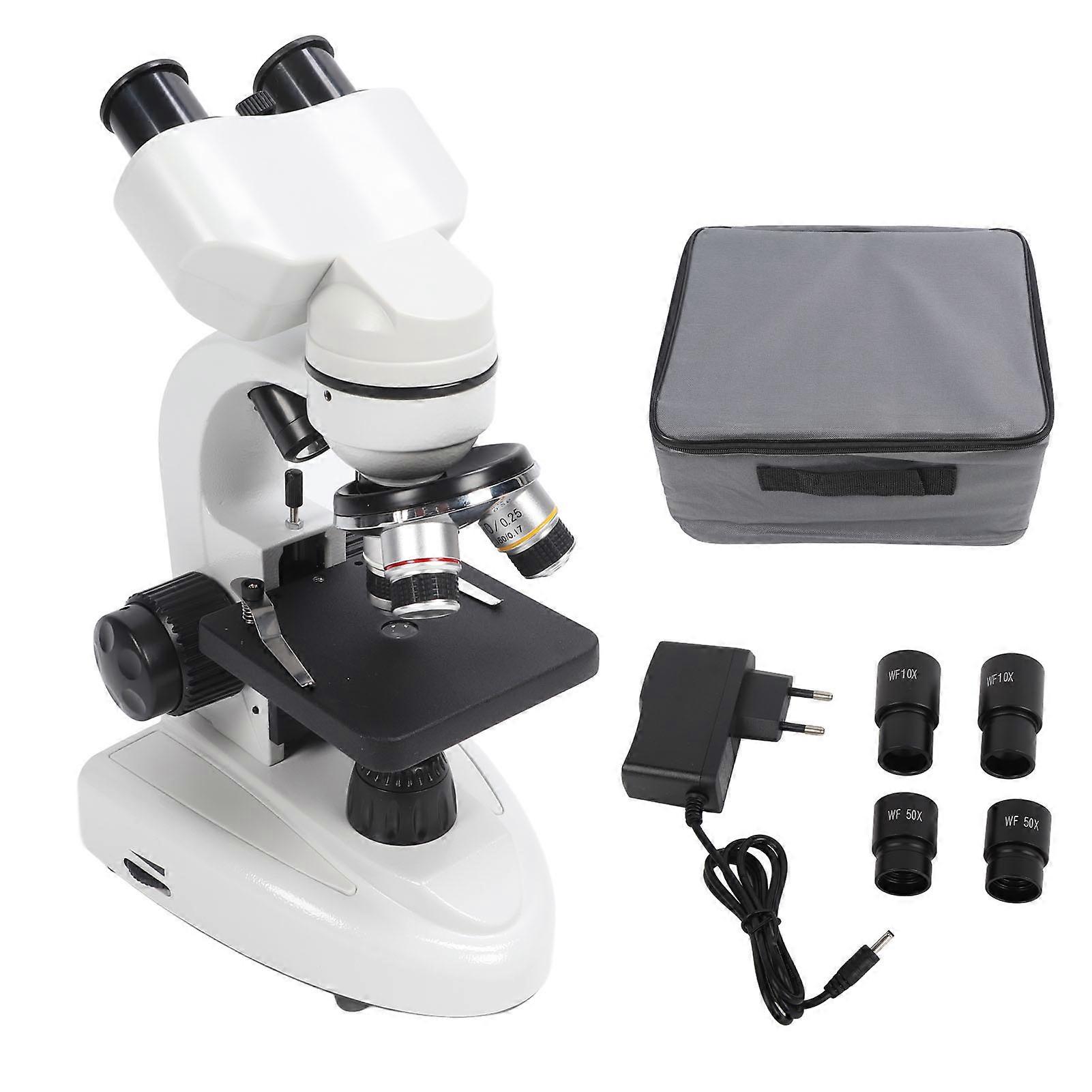 Professional Biological Binocular Microscope 40X-5000X 360° Rotatable Head European Plug 100-240V Ideal for Students Educational Experiments Clear Ob