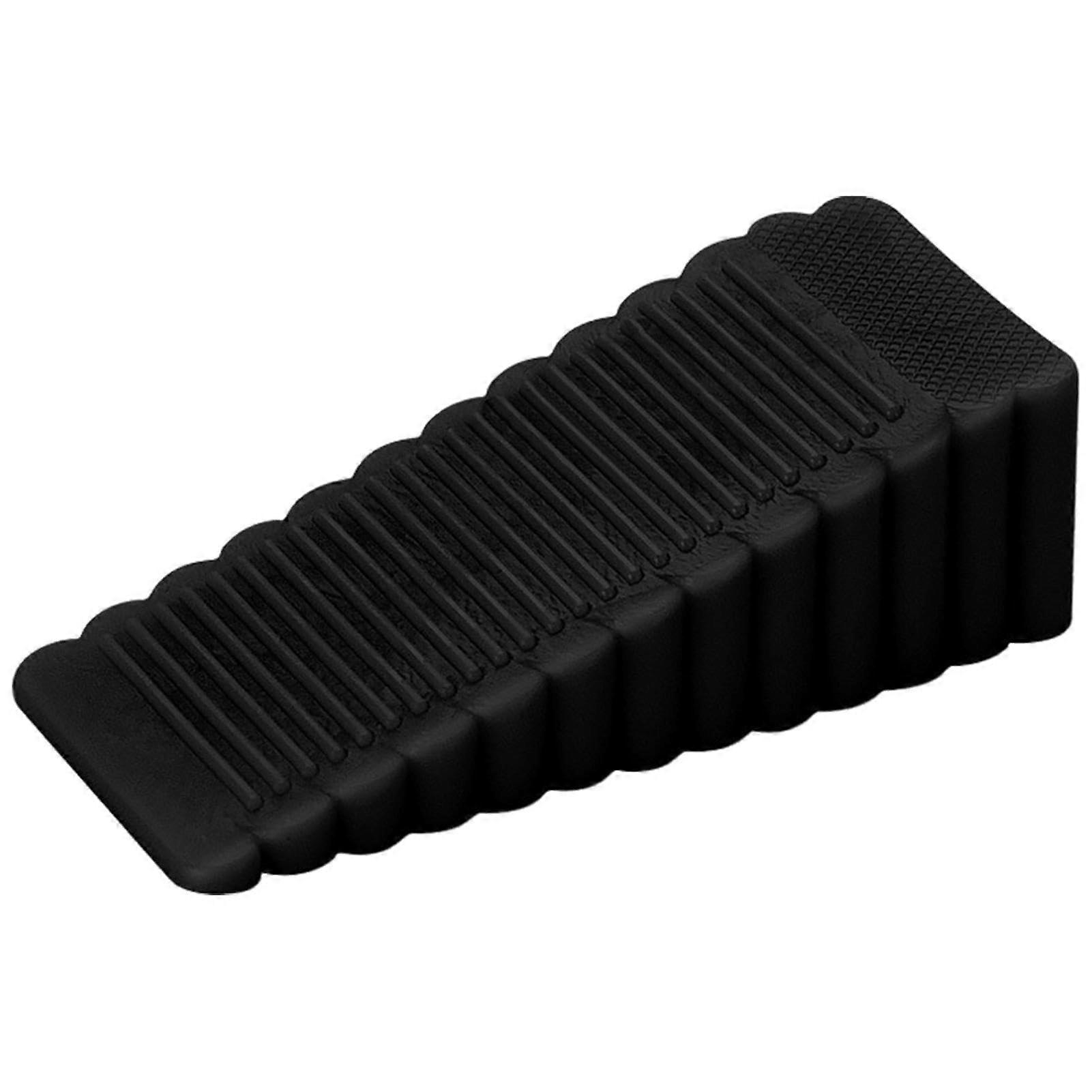 Door Stop Wedge Pack of 3 - Non-Slip Soft Rubber Door Wedges for Floor Use, 9.5x4x2.7cm, Black for Doors and Windows