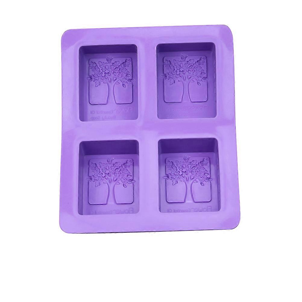 Diy Silicone Mold Multifunctional Love Tree Pattern Soap Making Baking Tools Purple 20x16.5x3cm 1Pcs
