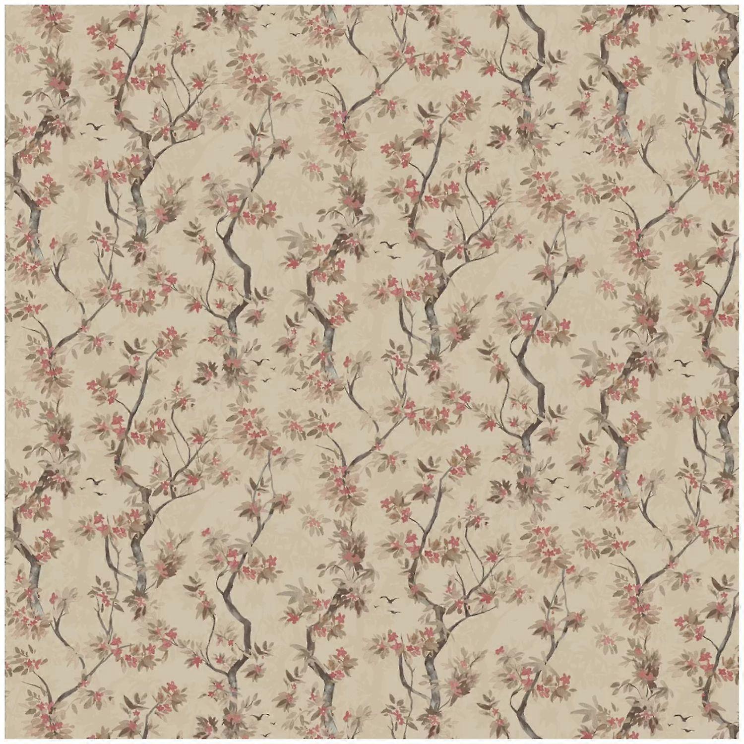 Holden Folia Taupe/Red Wallpaper