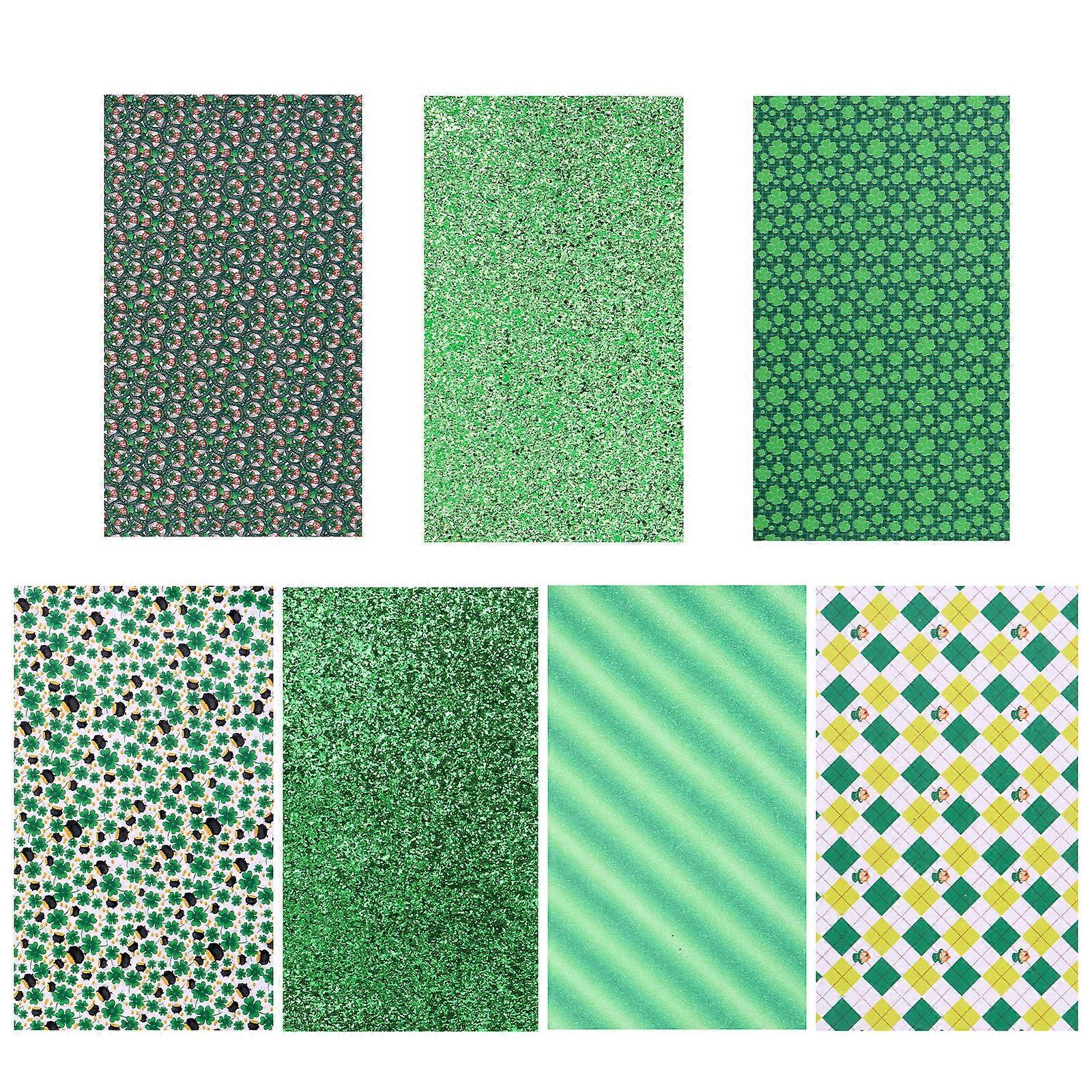 Festival Leatherette Sheets Diy Pu Synthetic Sheet For Craft Making Handicraft Projects Green Rectangle 7Pcs
