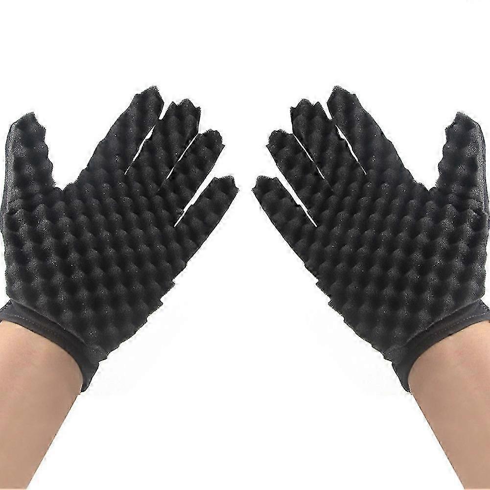 Enkelt Sponge Wipe Sort Hår Styling Handsker