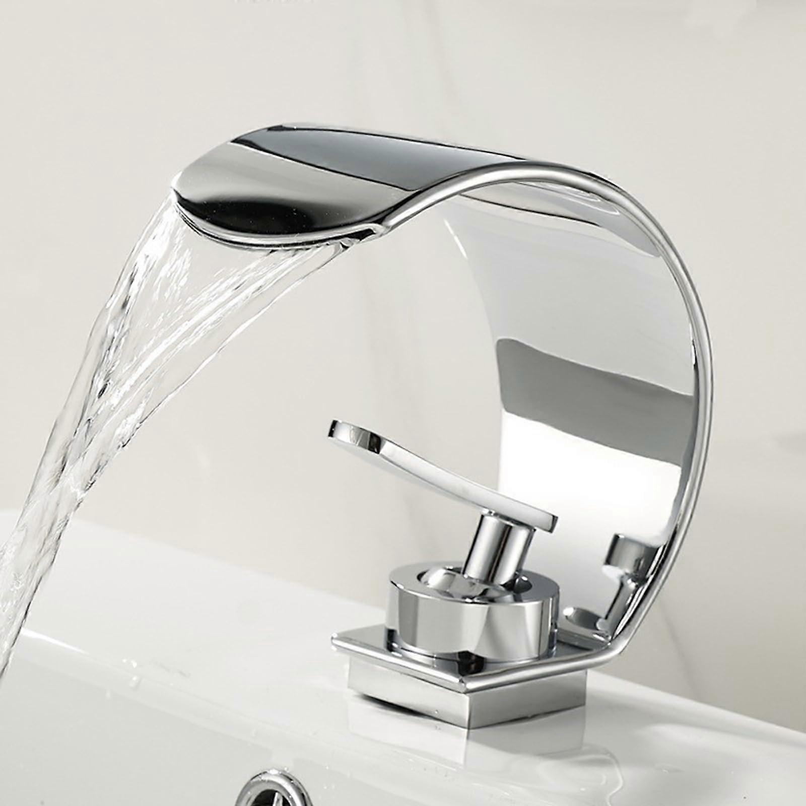 Curved singlelever basin faucets for bathroom, Hot and cold water faucet, Chrome