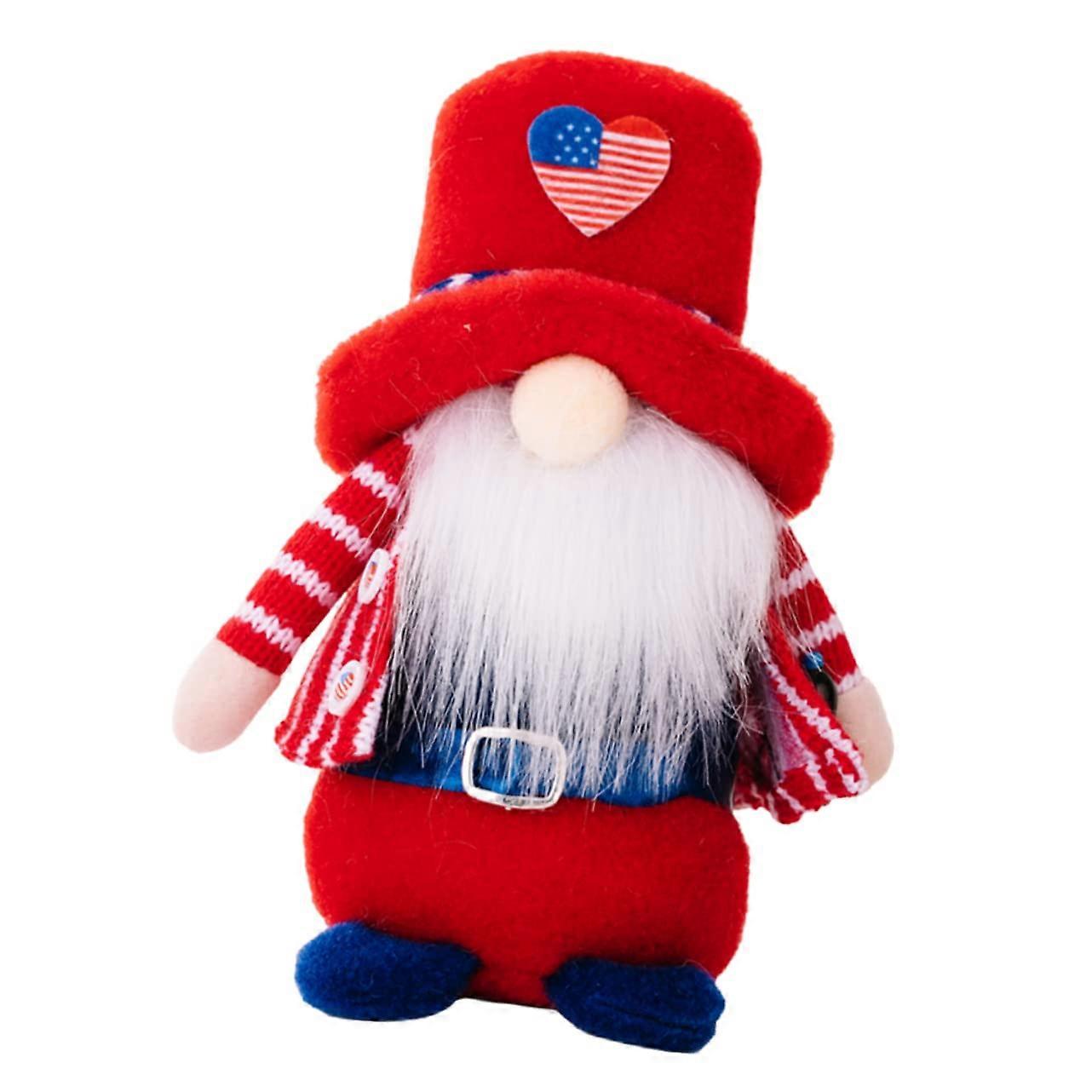 Independence Day Gnome Plush Doll Red Fabric Garden Decoration Fall Outdoor Gnome for Mother's Day Home Decor
