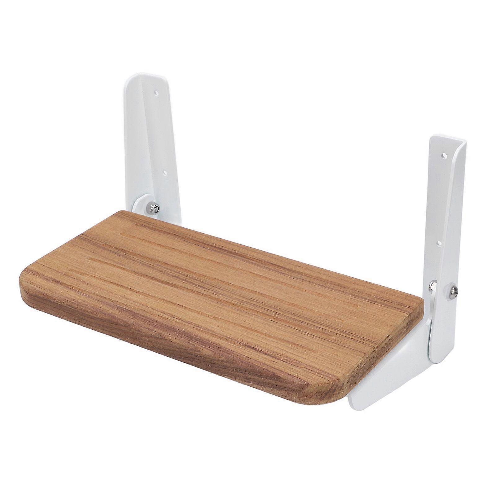Folding Teak Footrest Aluminum Alloy Bracket Space Saving Foldable Footrest Board for Boat Helm MK90151