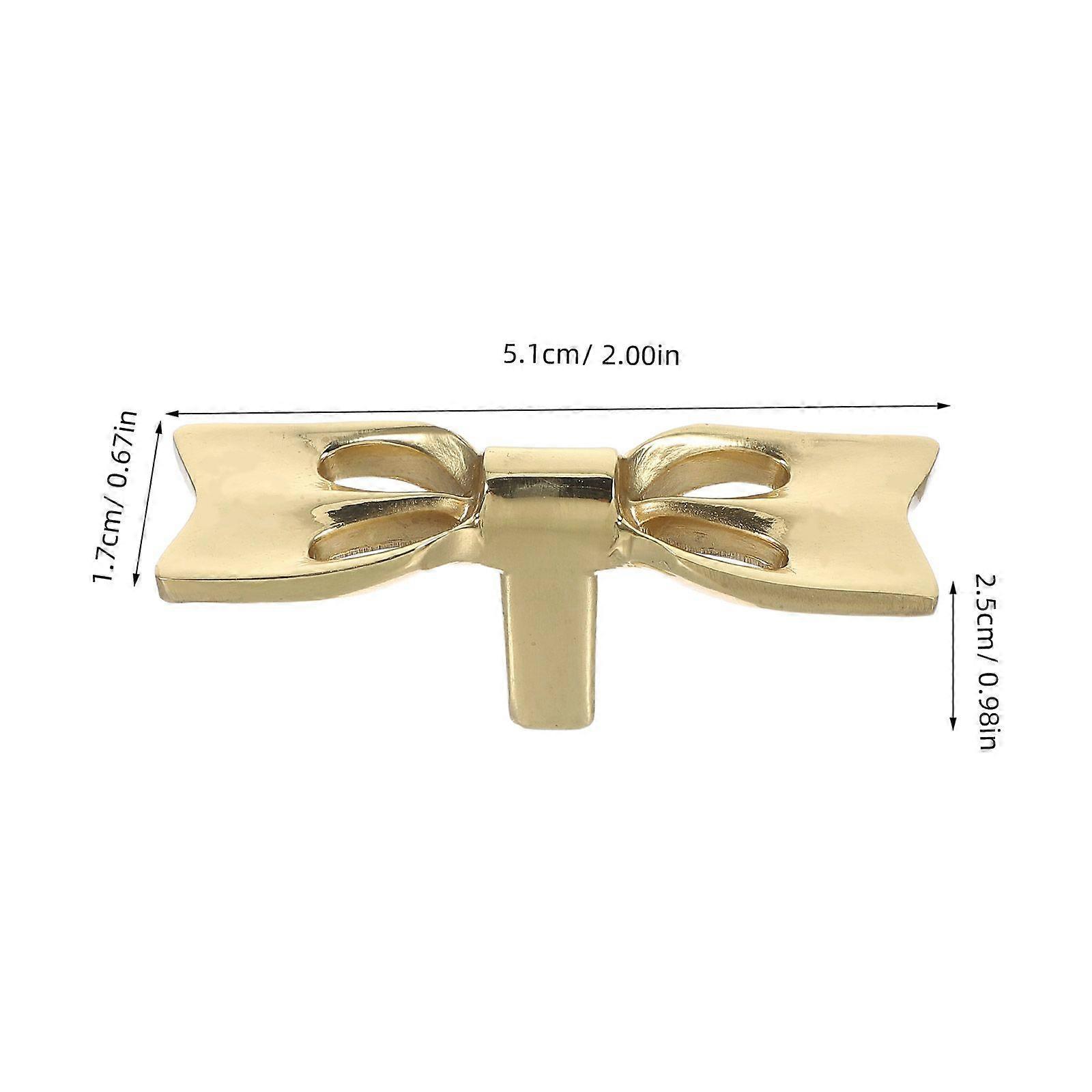 2pcs Bow Pull Knobs: Cupboard Pull Handles For Kitchen Cabinet Hardware Nursery Door Decorative Tie Kids Dresser Knobs Pulls Golden