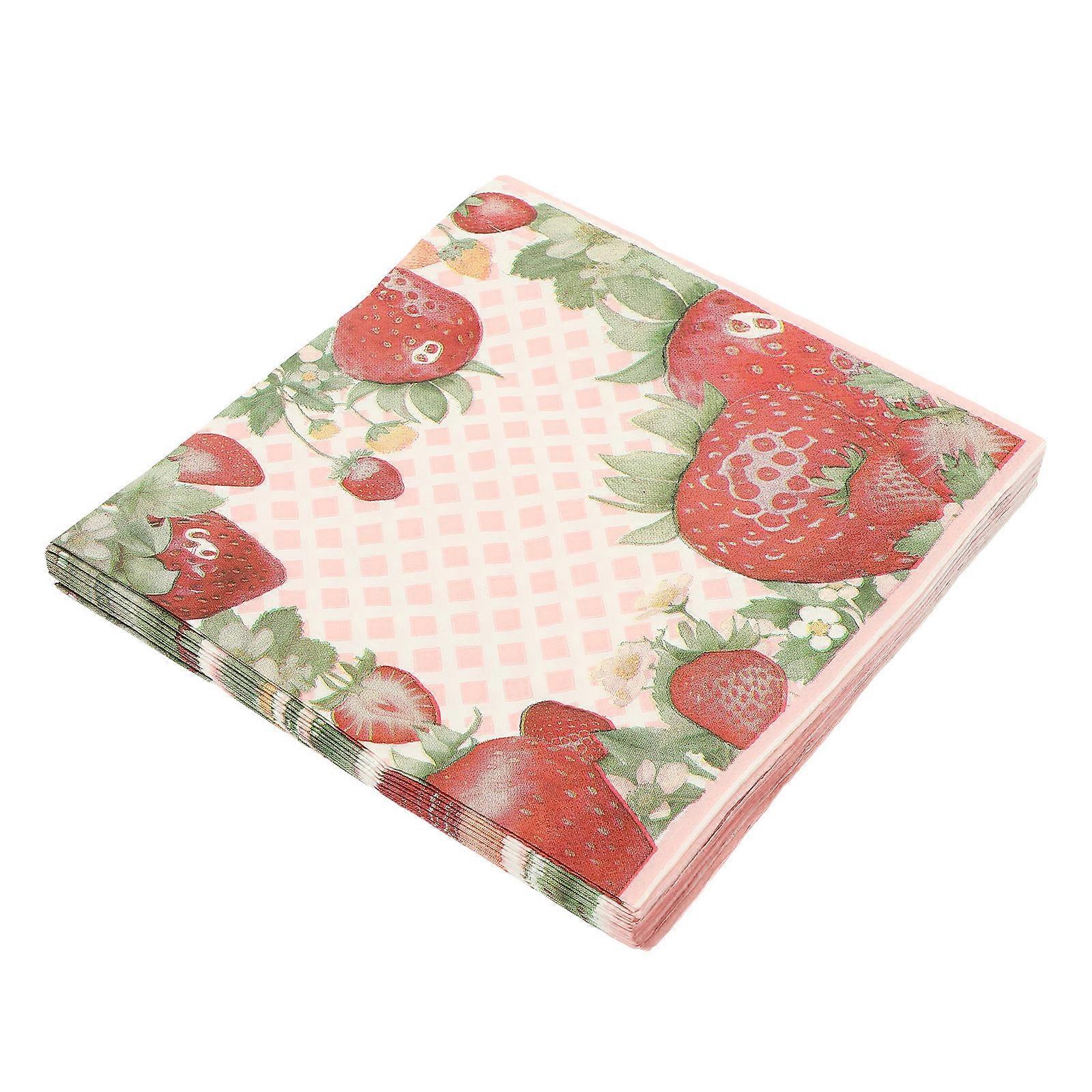 Cute Paper Napkins Strawberry Napkins Multi Color 32.50X32.50X0.01cm Skin Friendly Party Use 20 Sheets