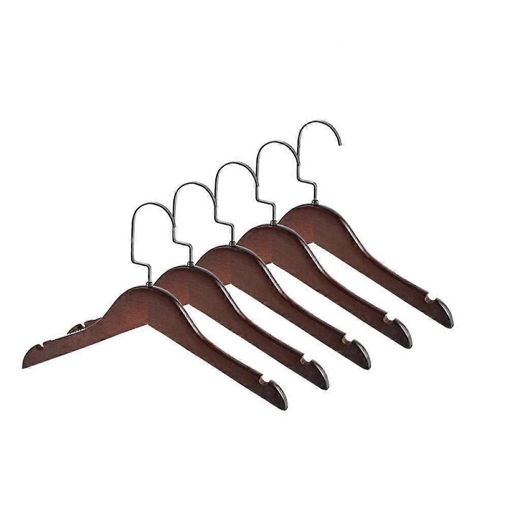 Standard Hangers 40-Count Solid Wooden Hangers With Round Trouser Bar, Shoulder Notches, Non-Slip Groove, Dark Walnut