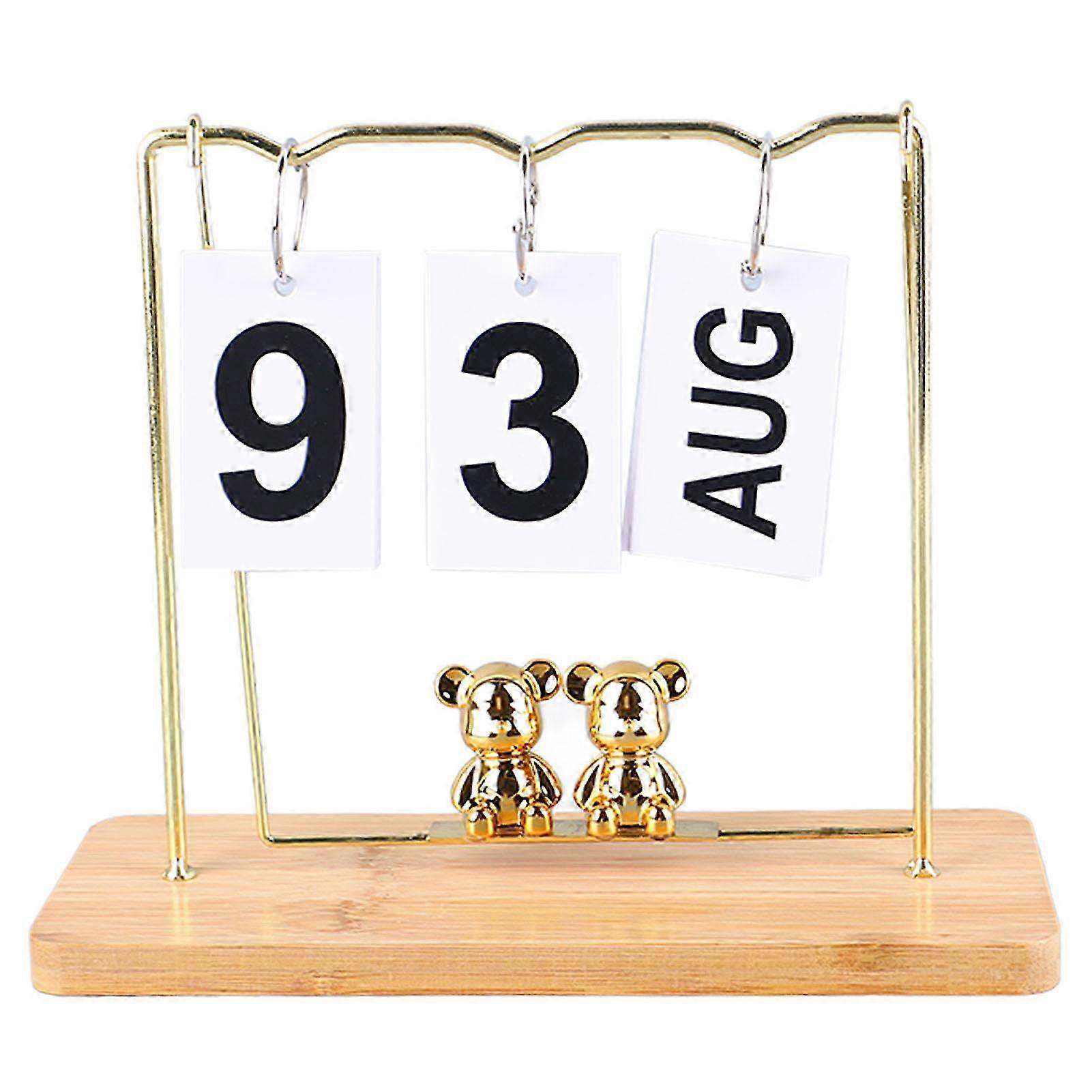 Ξύλινη αναστροφή ημερολογίων μετάλλων καθημερινή επαναχρησιμοποιήσιμη διαρκής αναστροφή επιφάνειας εργασίας ημερολογίου για κοιτώνα γραφείων Ξύλινη κούνια χρώματος