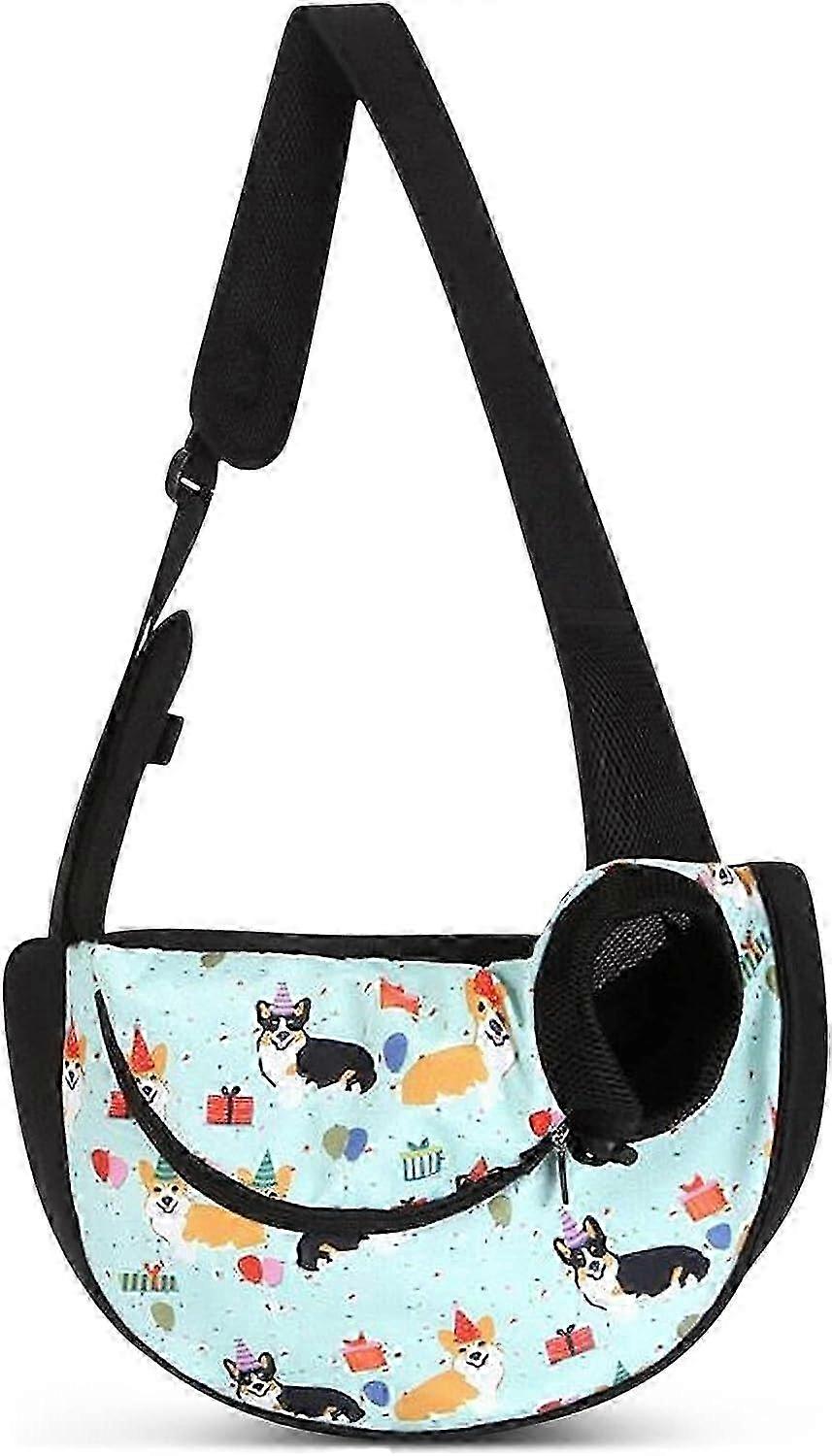 Cat and dog handbag portable pet bag breathable shoulder bag travel hiking camping suitable for kittens and puppies blue B