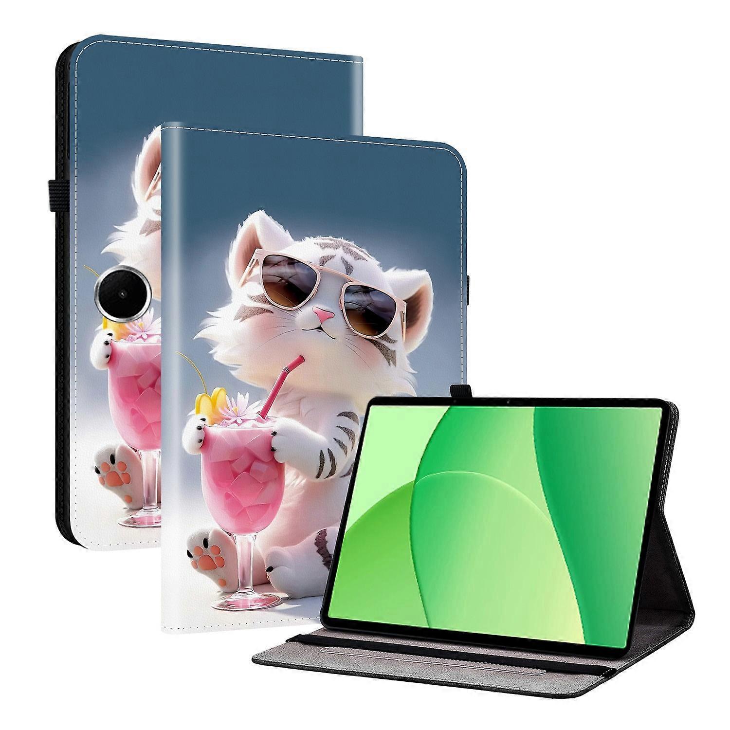 For Oppo Pad SE Leather Case Pattern Printed Stand Tablet Cover with Card Slots