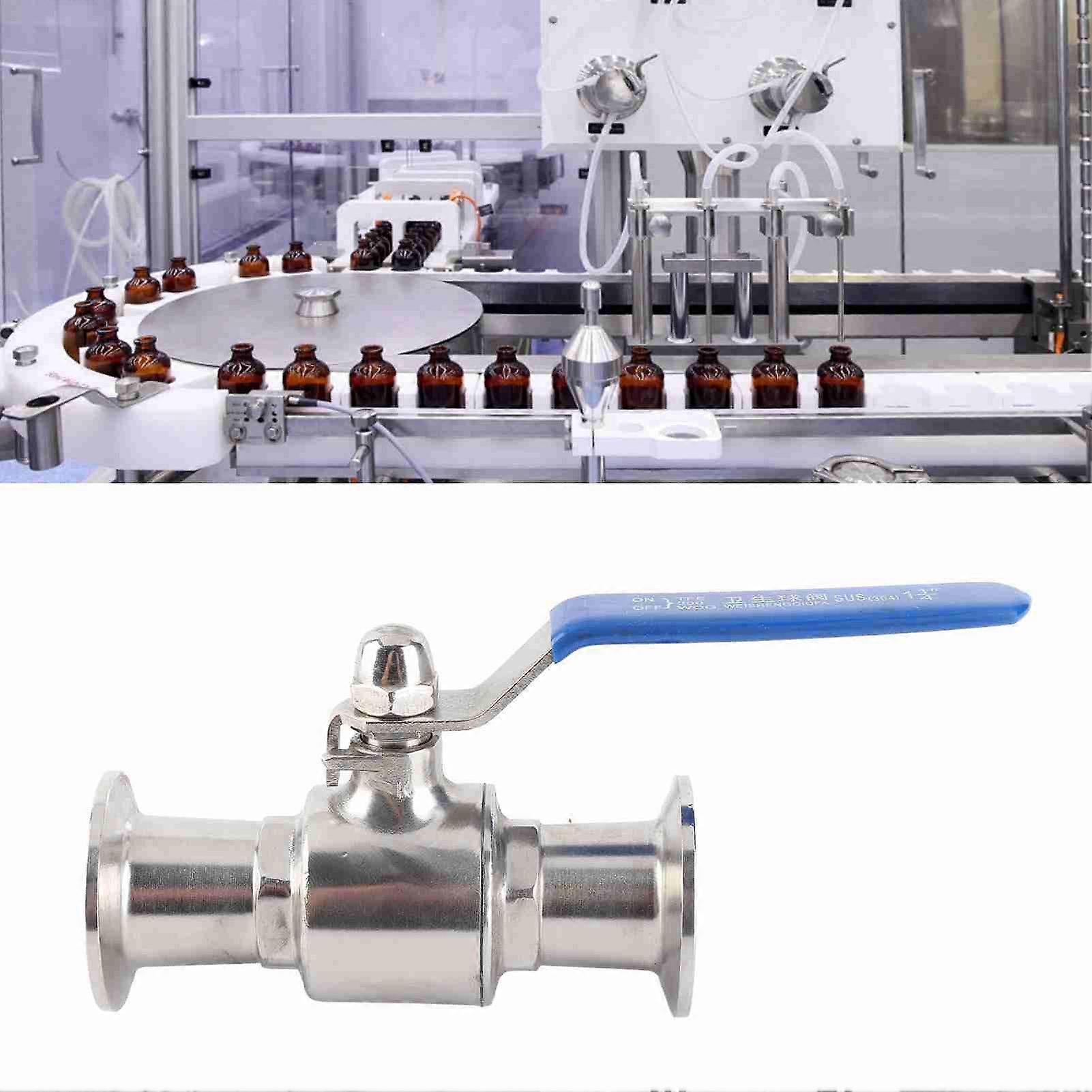 Vanne à bille sanitaire en acier inoxydable à installation rapide Vanne à pince d’eau pour produits laitiers chimiques OD 32mm / 1.26in