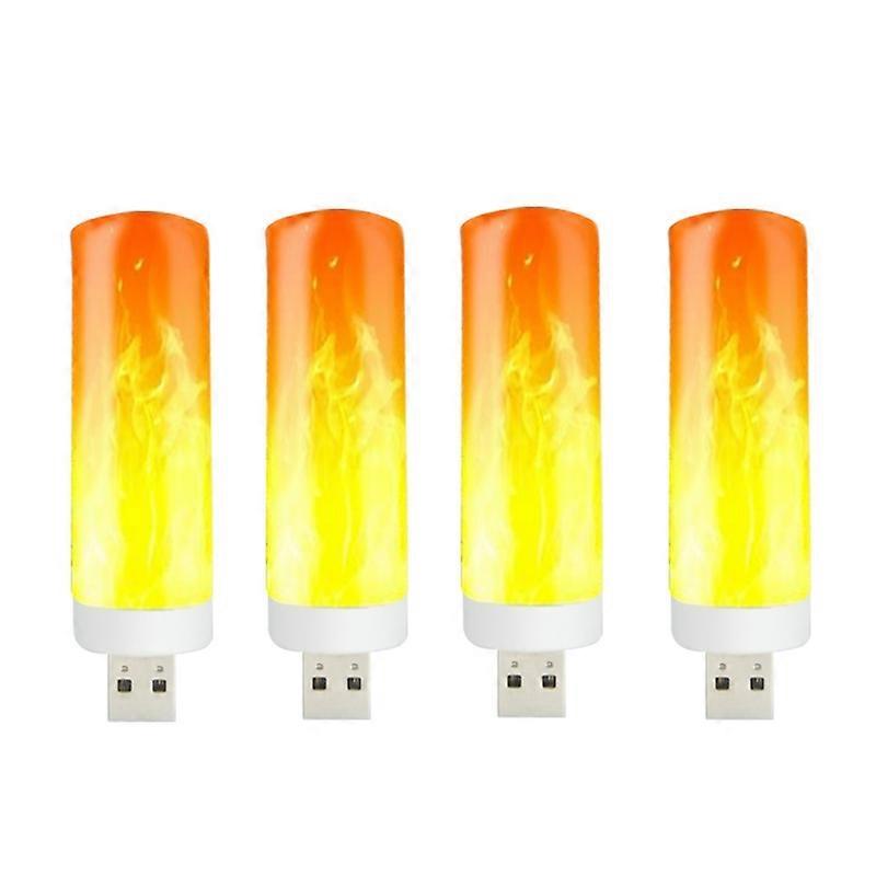 4 Stück USB Kerzenlicht LED Imitation Flammenlampe 4 Stück Flammenlampe